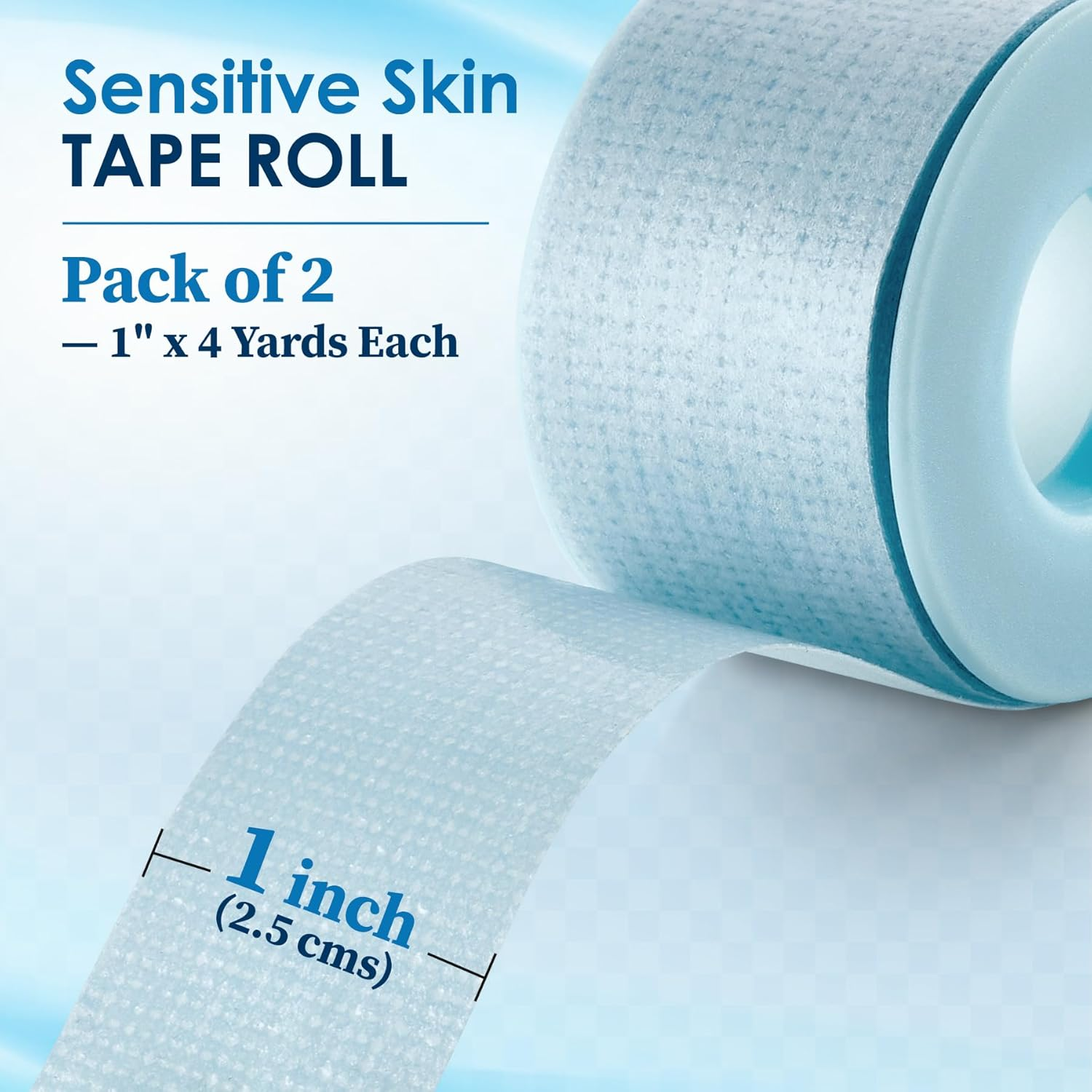 Medca Sensitive Skin Low Trauma Tape Roll, 1 Inch X 4 Yards, Pack of 2 Rolls
