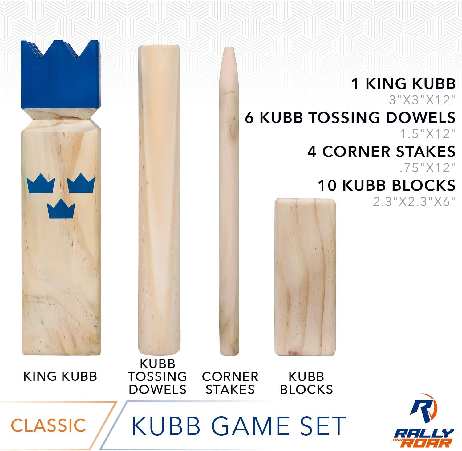 Kubb Game Set Classic or Tournament Size by Rally & Roar - Fun, Interactive Outdoor Family Yard Games - Durable Hardwood Blocks with Travel Bag - for Outside, Lawn, Bars, Backyards&ndash;Families, All Ages image number 4