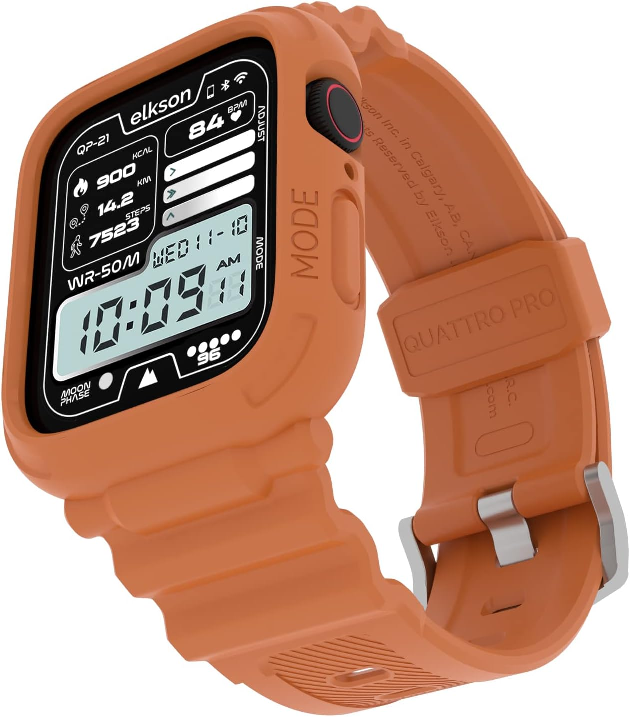 Elkson Compatible with Apple Watch Series 7 54Mm 6 SE 5 4 Bumper Case Band 44Mm Iwatch Quattro Pro Series Fall Protection Durable Military Grade Protective TPU Mud Shock Proof Resist Men Black image number 2