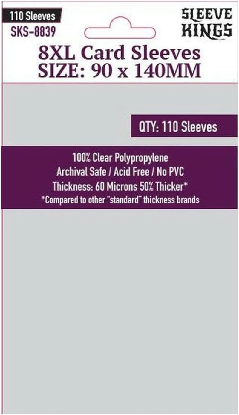 Sleeve Kings Board Game 8XL Card Sleeves 110-Piece Pack, 90 X 140 Mm Size