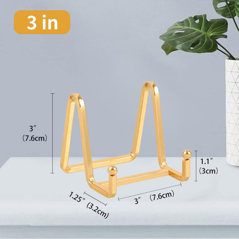 LABUBU Plate Holder Easel Display Stand - 3 Inch Metal Plate Stands for Display - Tabletop Picture Stand - Gold Iron Easels for Display Pictures | Photo Frames | Book | Decorative Plates | Plaque - 1 Pack image number 5