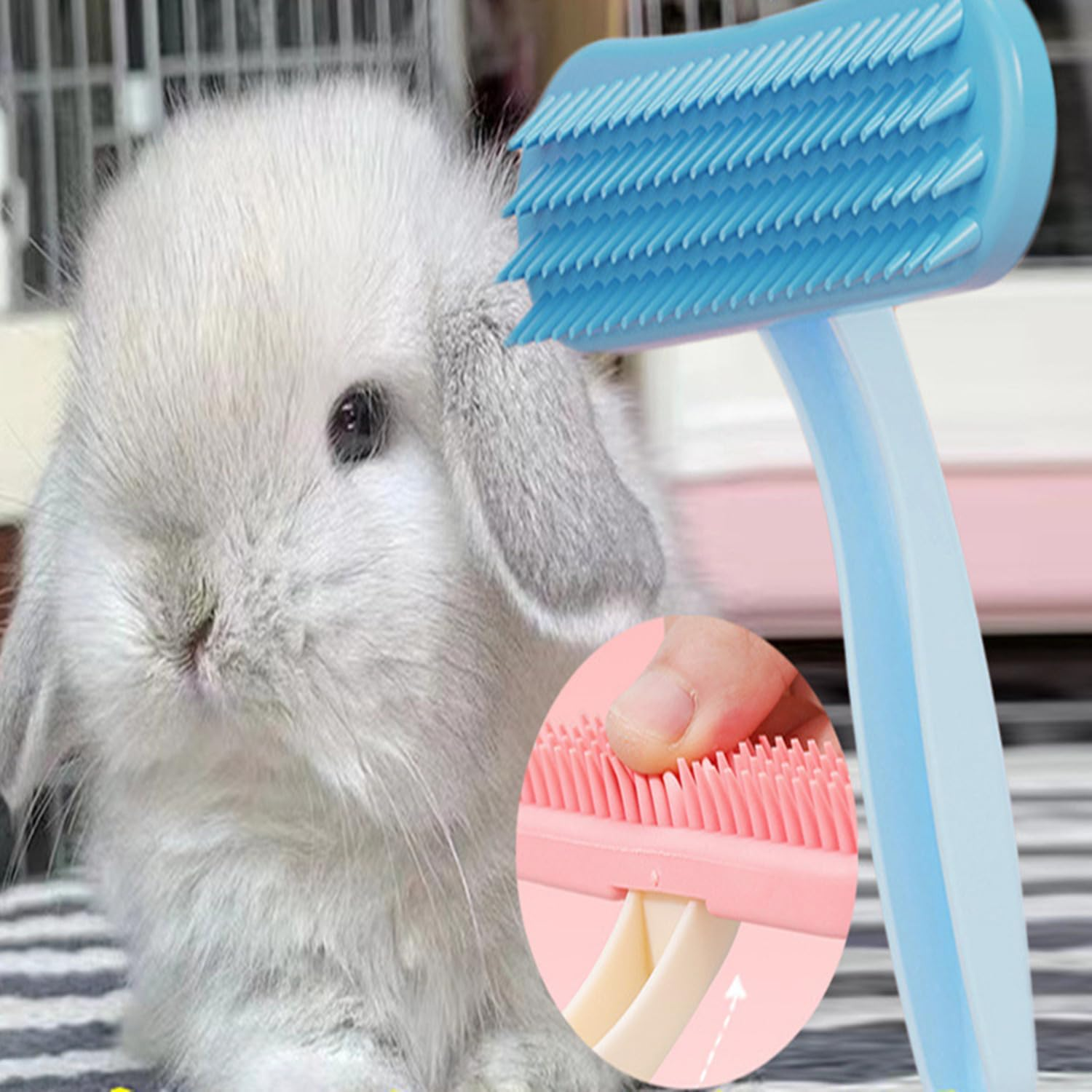 1 Pack Chinchilla Grooming Brush, Soft Silicone Pet De-Shedding & Bath Brush Gentle Massage Comb for Guinea Pigs, Rabbits, Hamsters, Small Animals, Kittens & Puppies（Pink） image number 2