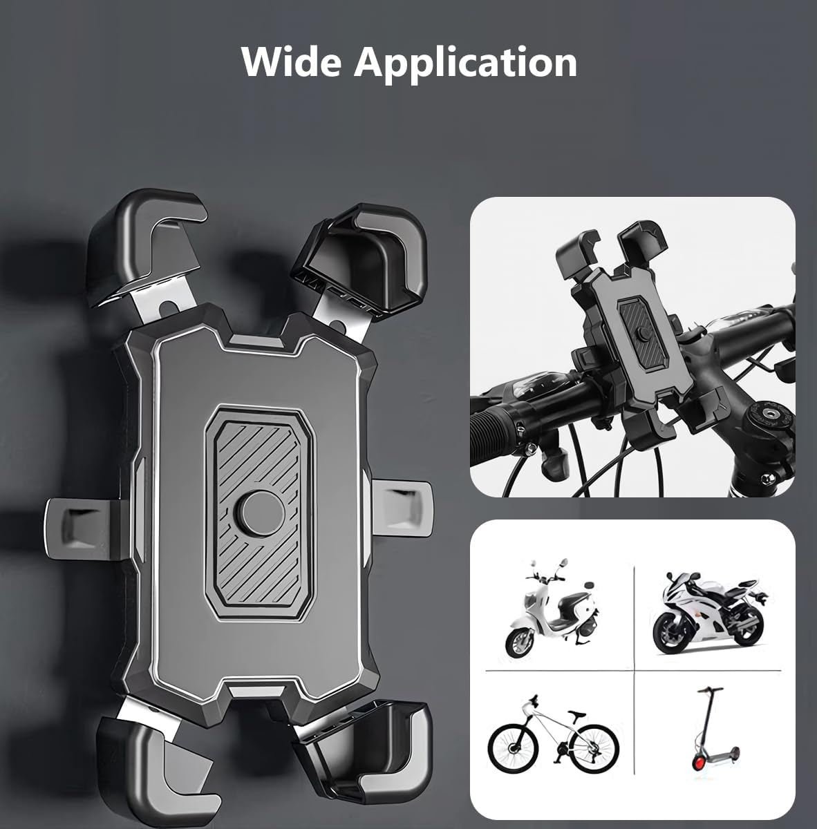 Reelau Motorcycle Phone Holder, Bike Phone Mount Holder 360&deg; Rotating Smartphone Quick Release Bicycle Phone Holder, anti Theft Phone Mount Holder for Motorcycle/Bicycle/E-Bike (For Handlebar) image number 3