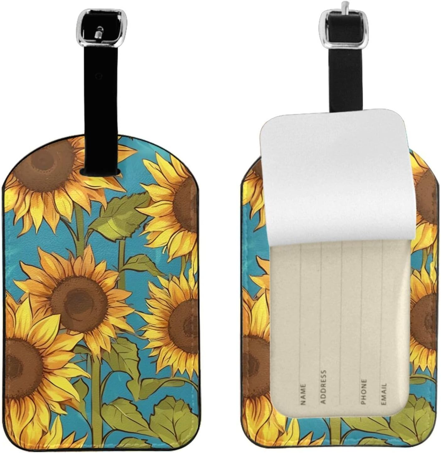 Sunflower Print Elegant Tag Stylish Tag Luggage Tag 4.3 X 2.76 Inch for Suitcases Travel Bags image number 4