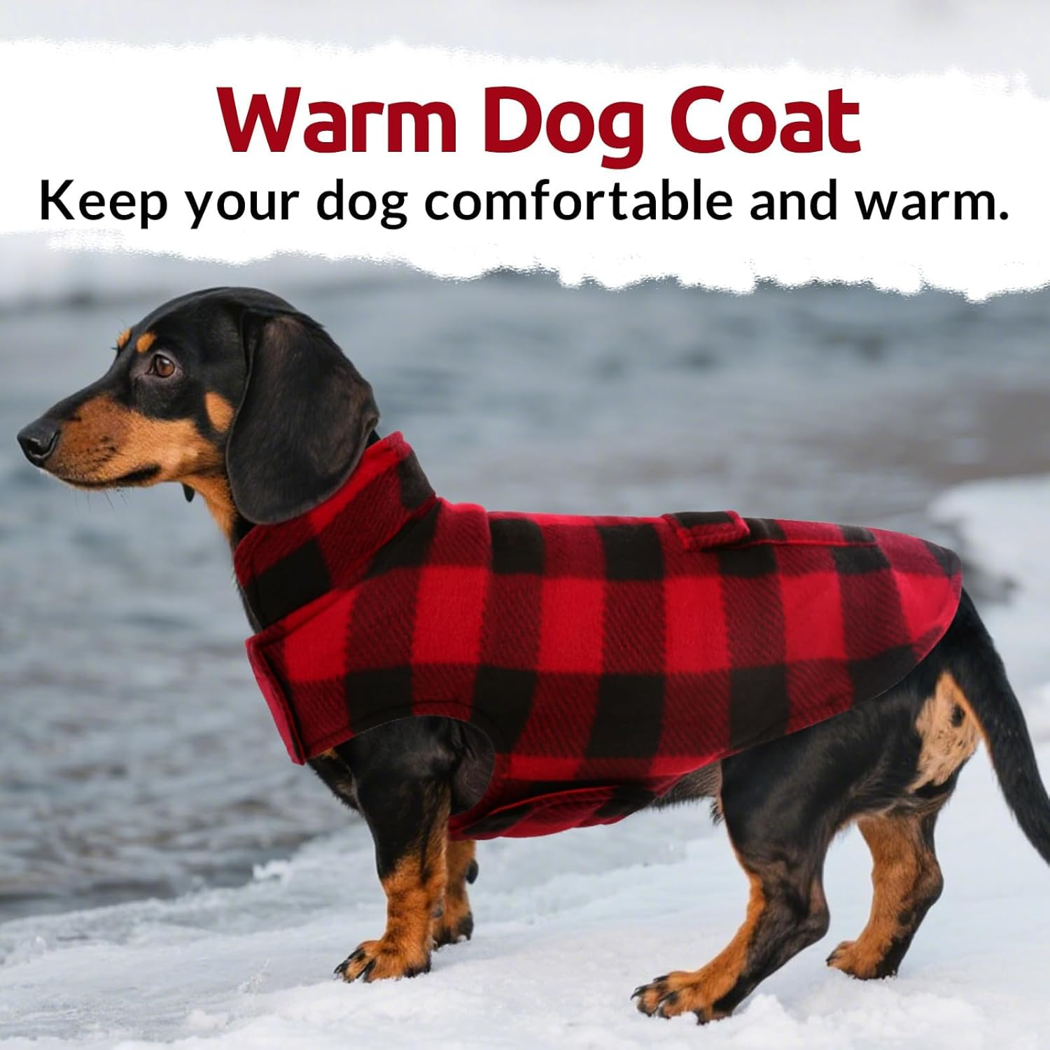 ASENKU Dog Winter Coat, Dog Fleece Jacket Plaid Reversible Dog Vest Waterproof Windproof Cold Weather Dog Clothes Pet Apparel for Small Medium Large Dogs Red M image number 5