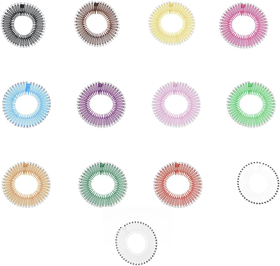 Full Circular Rhinestones Stretch Comb Flexible Circle Combs Hairband Holder Head Band Party Hairdressing Headwear Rose Red - Clear image number 3