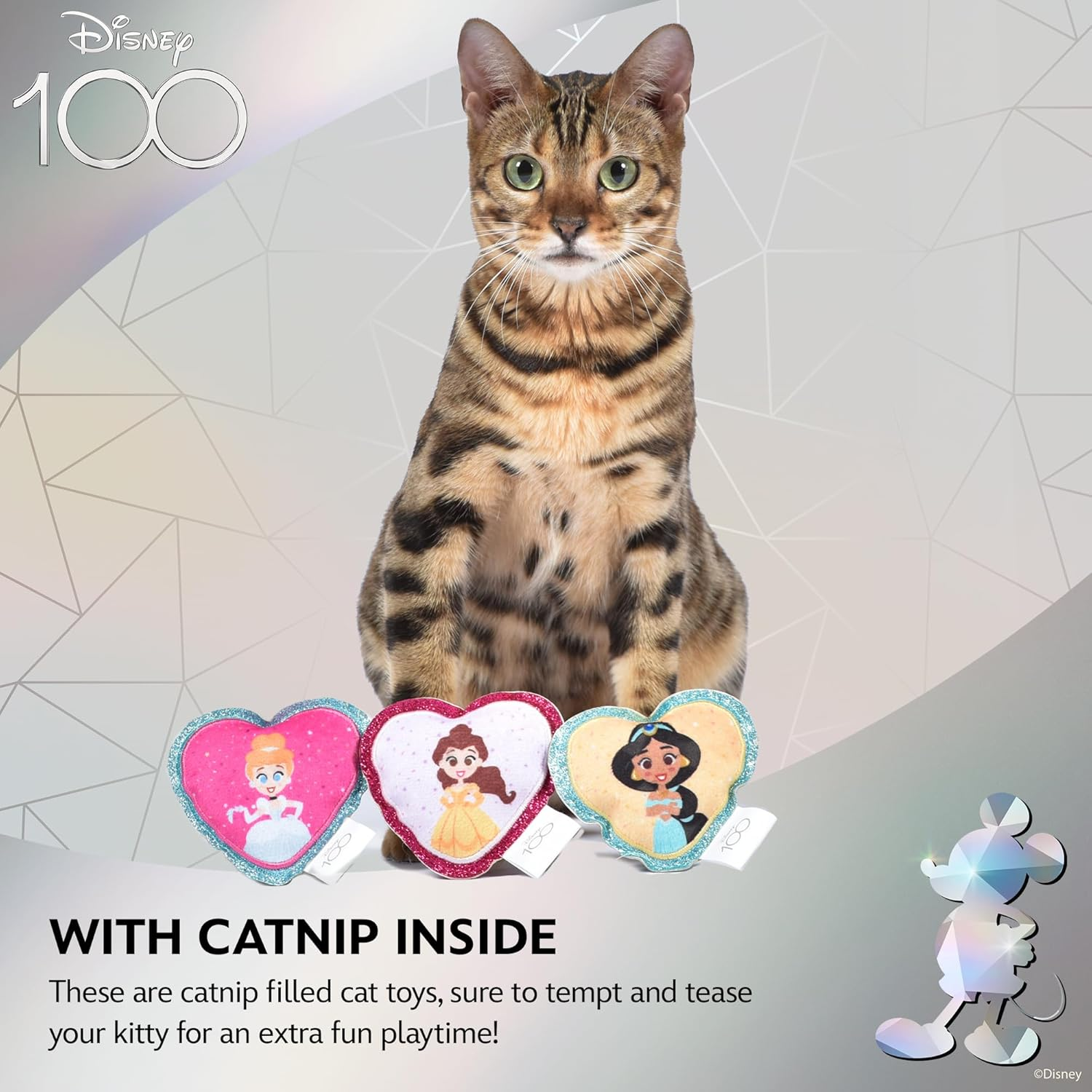 Disney for Pets 3 Piece Princess Cat Toys with Catnip and Crinkle, 4In | Shimmery, Crinkly Cat Toys | Catnip Plush Toys for Cats Inspired Princess Characters image number 3
