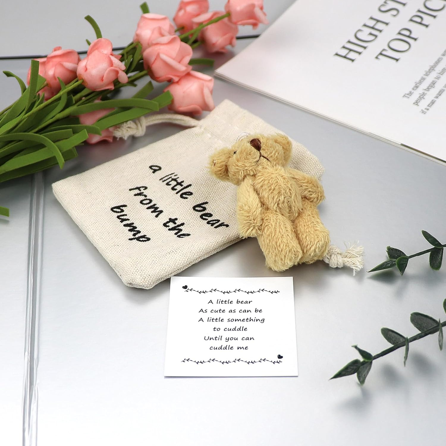 LUOKIFUR Pocket Bear ''Crash'' Gifts Pregnancy Announcements New Grandparents Gifts Baby Keepsake Gifts (Bump), 5Cm * 5Cm - Boyfriend image number 4