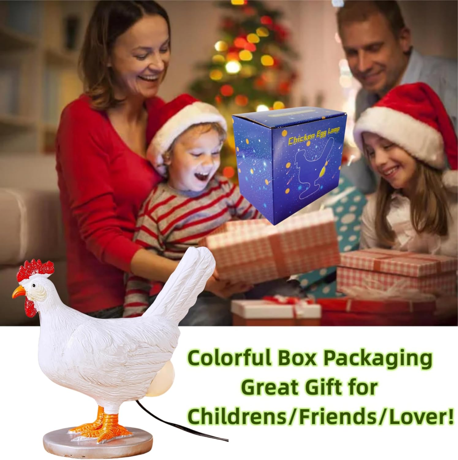 Boolai Chicken Egg Lamp,3D Chicken Table Lamp,Lifelike LED Egg Lamp,Resin Chicken Egg Night Light with USB (Chicken Egg Lamp) image number 4