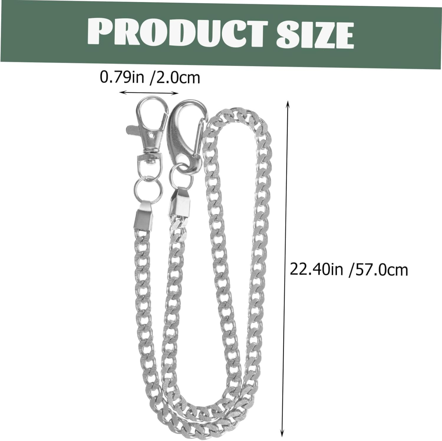 STOBOK Mens Fashion Wallet Chain and Pocket Chain for Boys Silver 57Cm Hip Hop Punk for Dance and Wallet Accessories image number 3