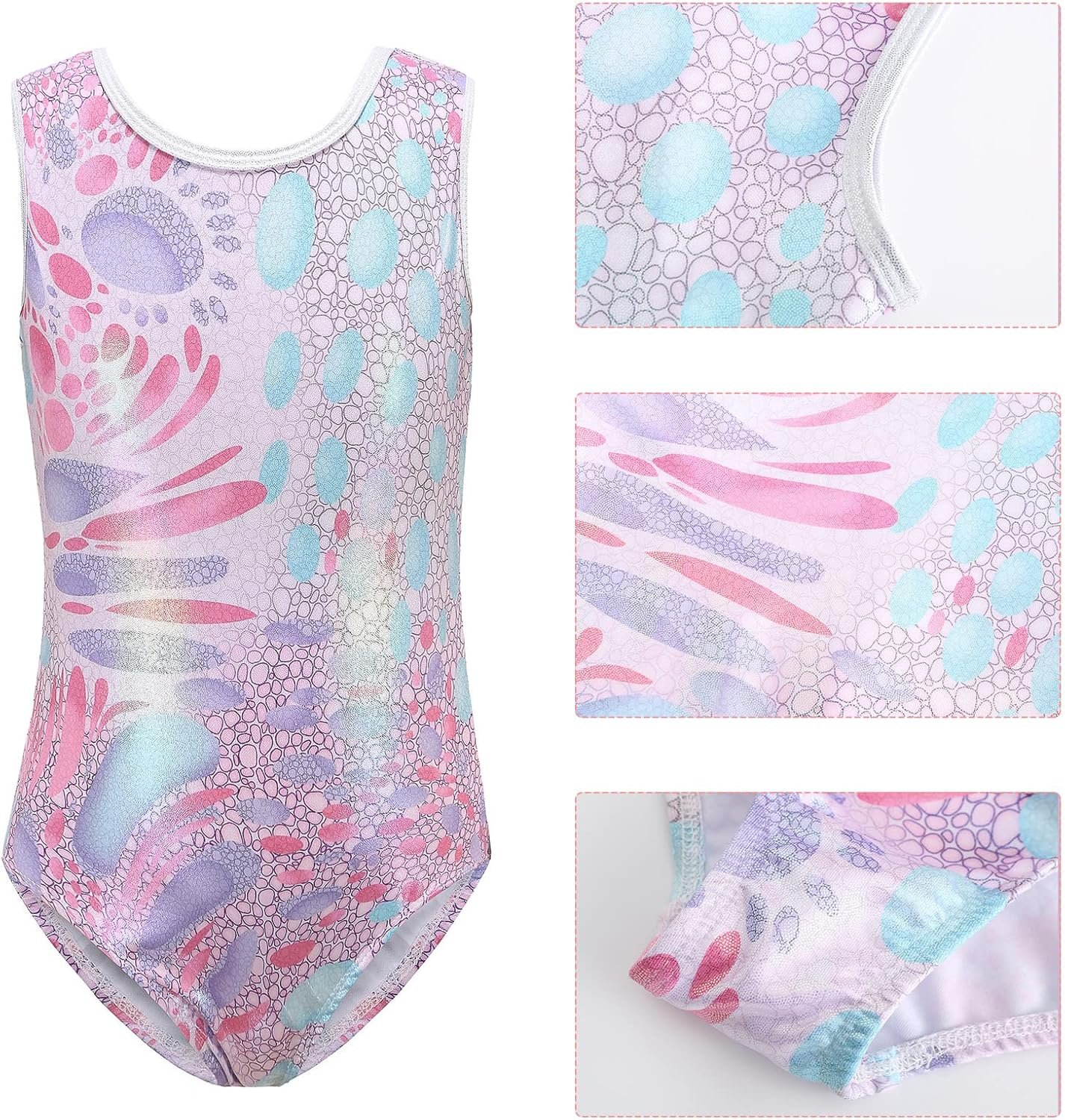 KEOYA Gymnastics Leotards for Girls Gradient Color Sparkle Dance Leotard Sleeveless Dancewear Athletic Ballet Leotards Kids image number 2