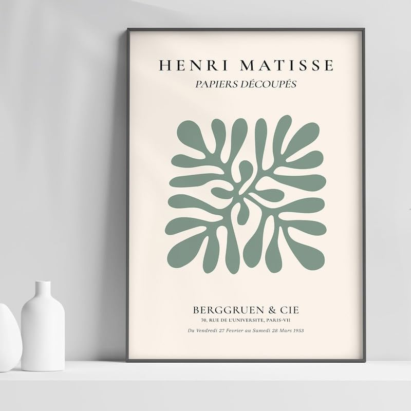 ZIENVE Vintage Matisse Art Poster &ndash; Set of 6 Abstract Sage Green Boho Wall Decor, Aesthetic Eclectic Prints for Bedroom, Dorm, Home & Office, 20 X 25Cm Unframed image number 6