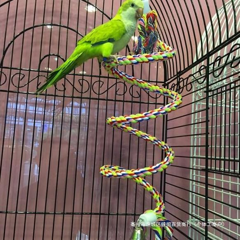 Colorful Cotton Rope Bird Perch Stand, 1Pc Pet Bird Rope Perches Parrot Cage Perch,Colorful Rotate Cotton Rope Bird Perch Stand,Bird Rope Perches Birdcage Swing Toy image number 4