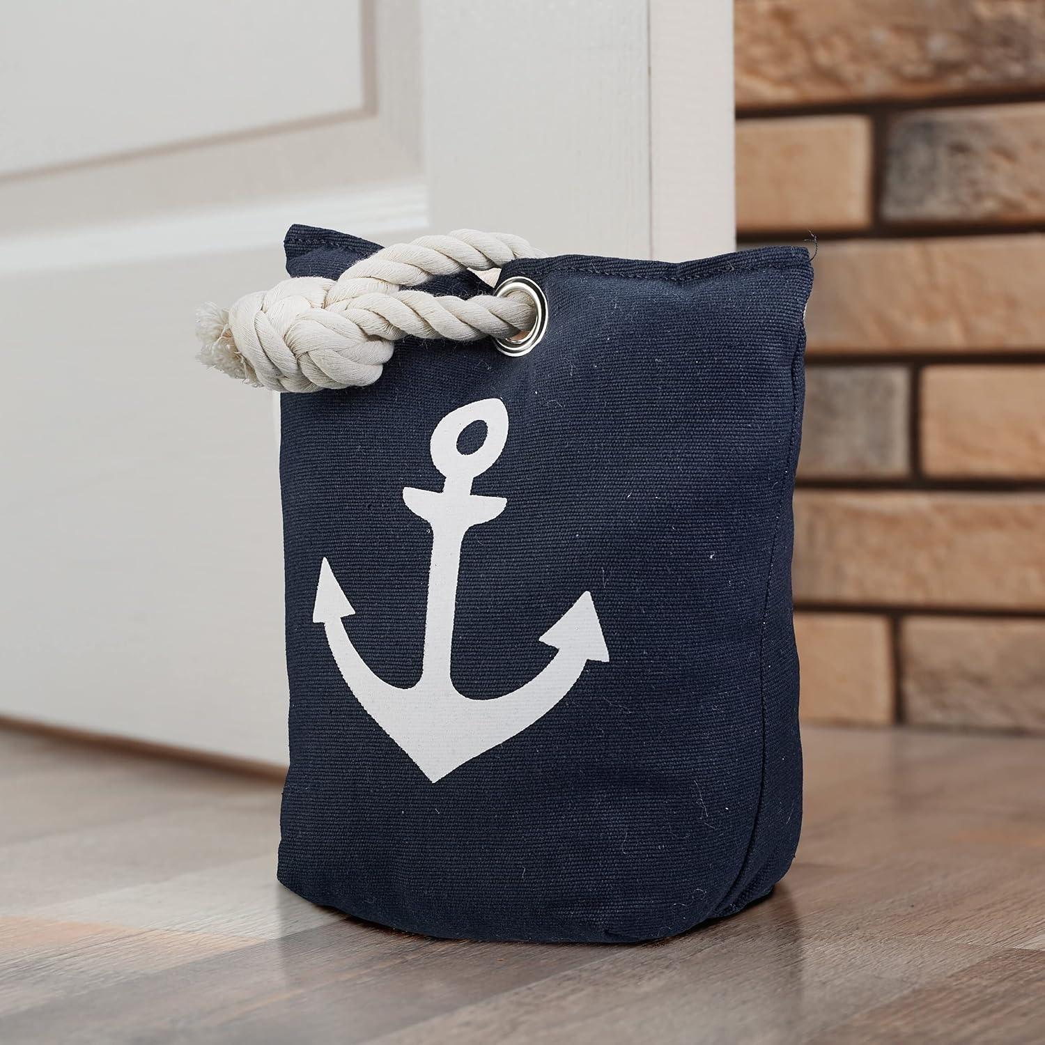 Relaxdays Door Stop Anchor Decorative Door Holder Sand Filling Floor Buffer Freestanding H X W X D: 28 X 18 X 9 Cm Blue/White image number 3