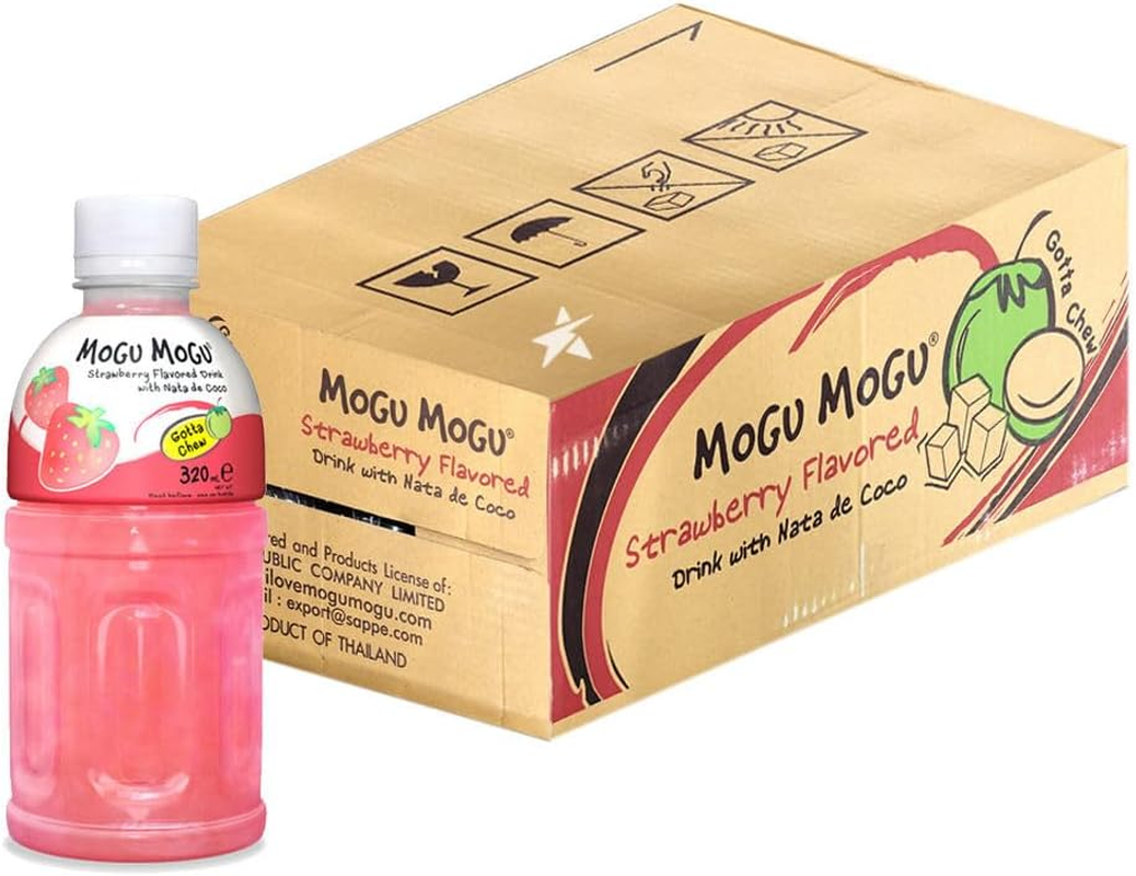 Mogu Mogu Strawberry Juice with Nata De Coco Stawberry, 24 X 320Ml image number 2