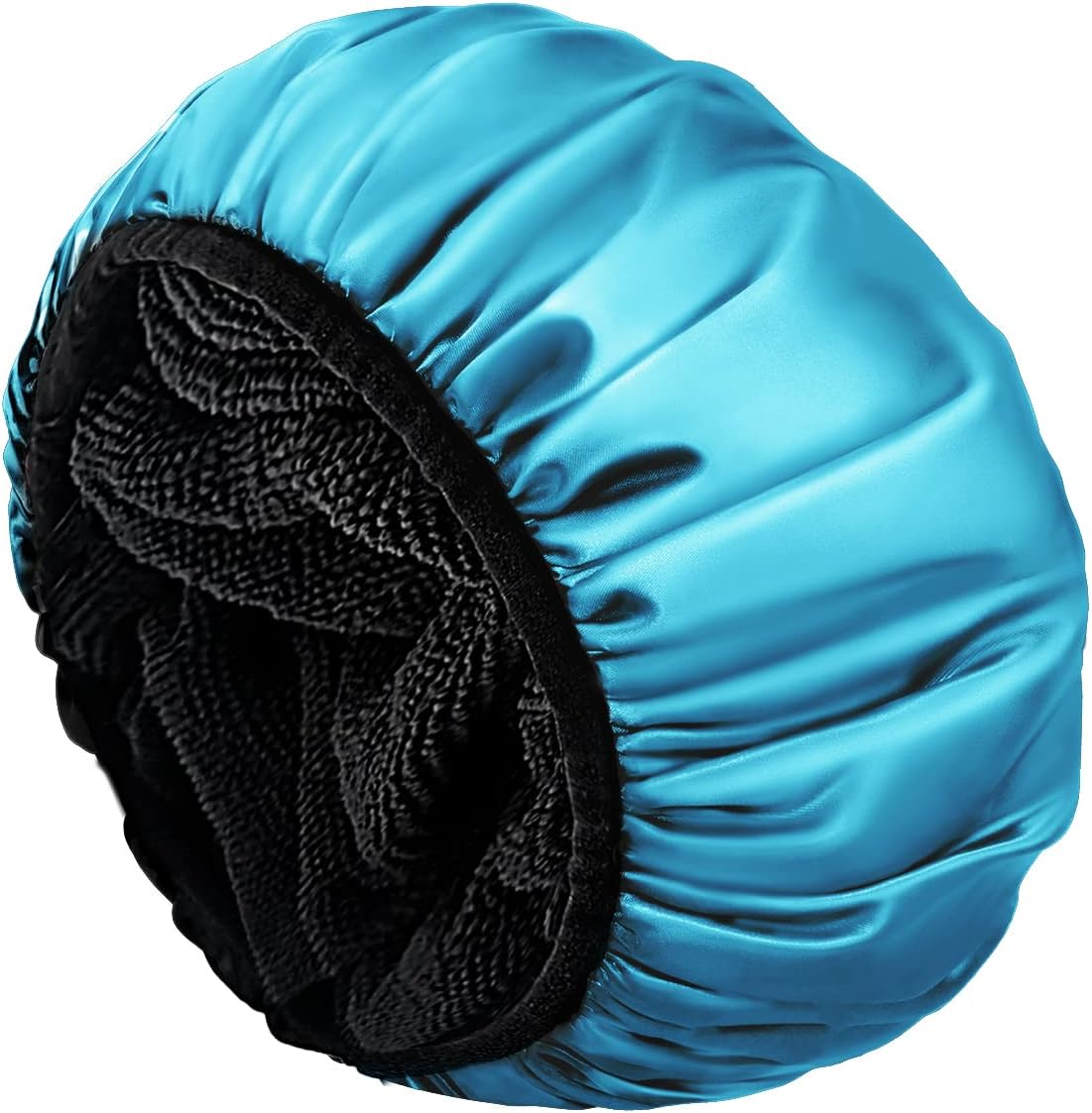 Aquior Shower Cap,Extra Large Triple Layer Bathing Cap with Dry Hair Function for Women Microfiber Terry Cloth Silky Satin 100% Waterproof Reusable Long Hair Bath Caps (Purple)