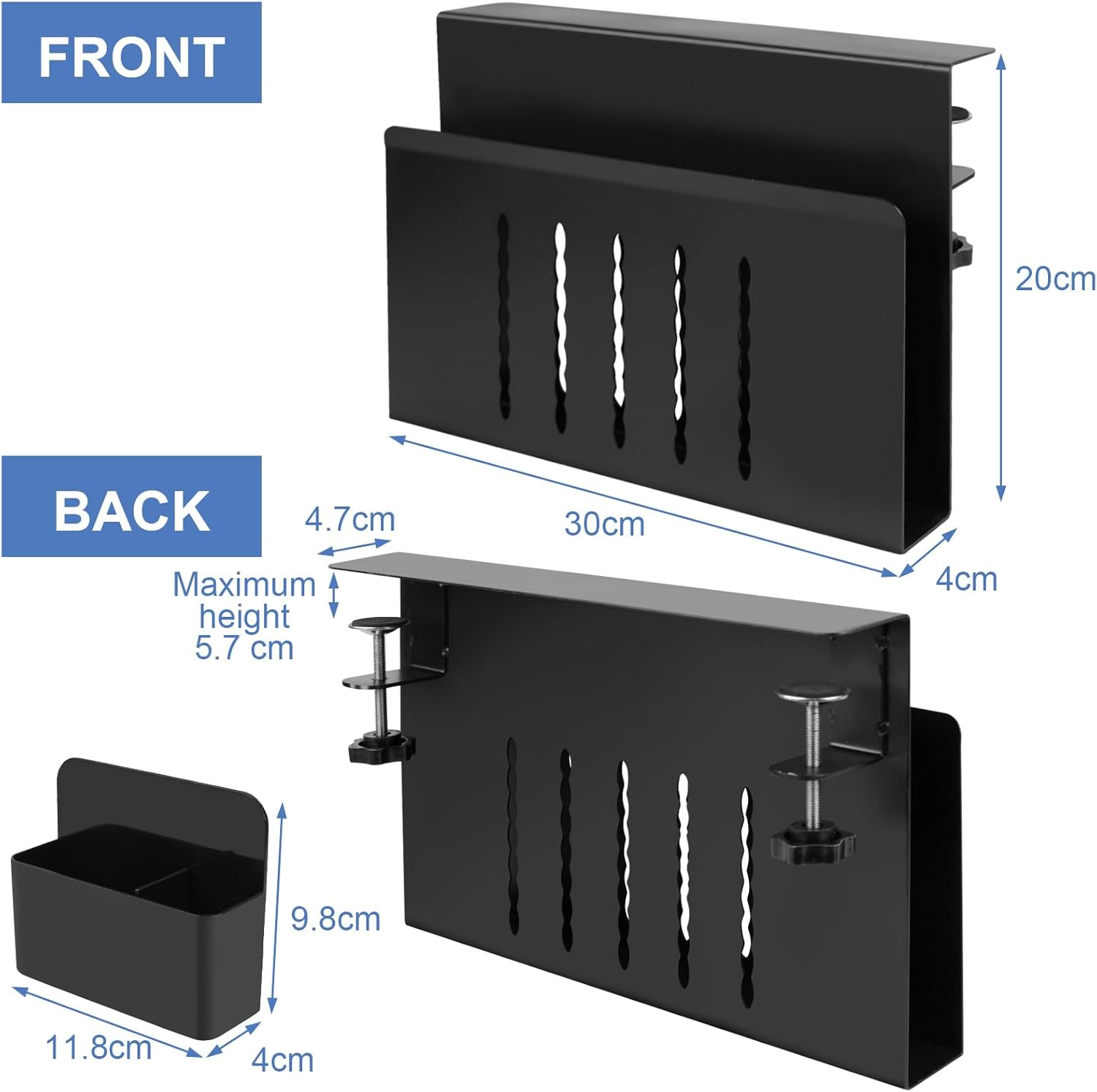 Desk Side Organiser, No Drill Adjustable Desk Organizer Storage, Clamp-On Desks Shelf with Pegboard Accessories, with Magnetic Pen Holder, Desk Storage Holder for Office and Home image number 4