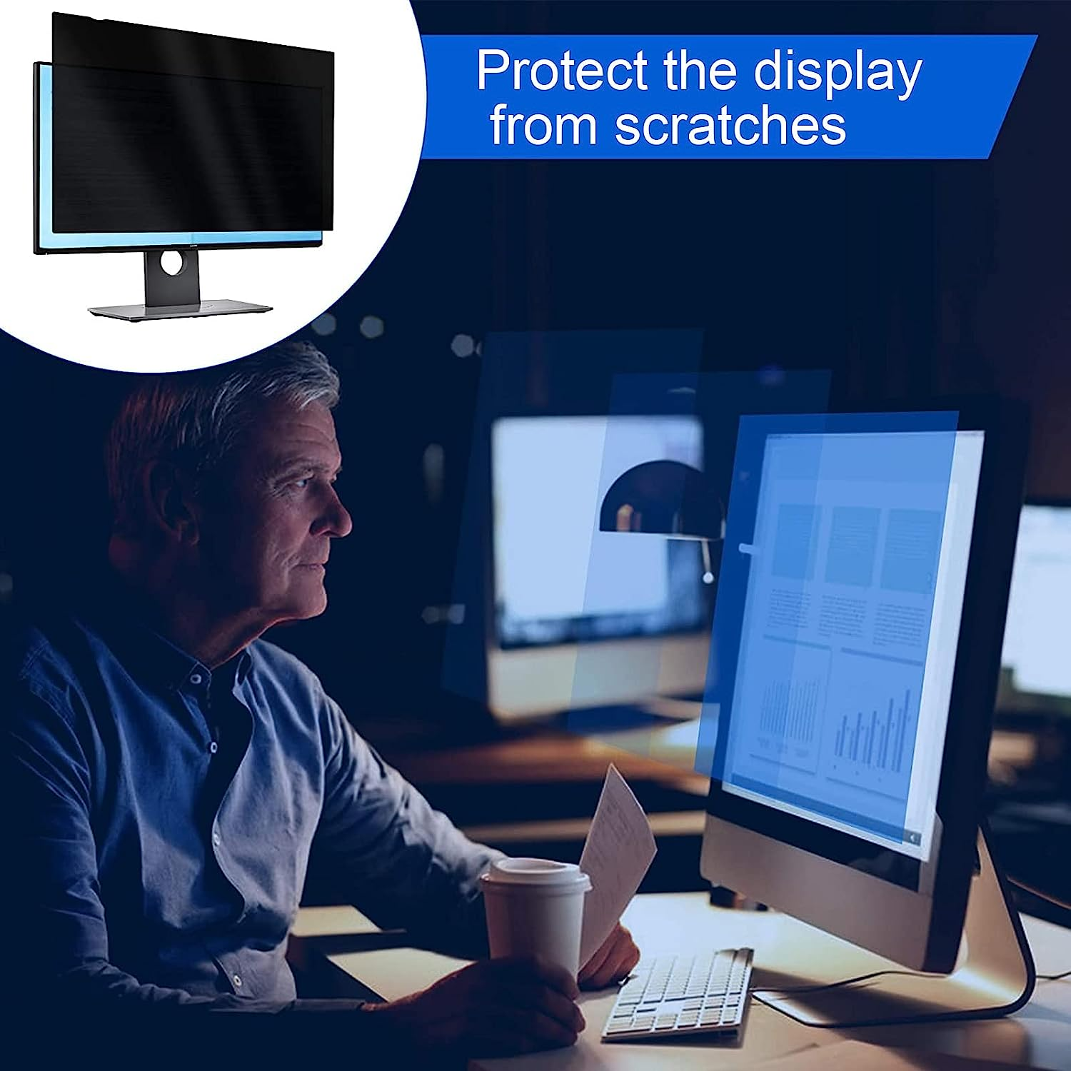 Bewinner 22 Inch Monitor Screen Filter Blue Light Blocker Anti-Glare Protector 16:10 Scratch Resistant for Desktop Monitors image number 3