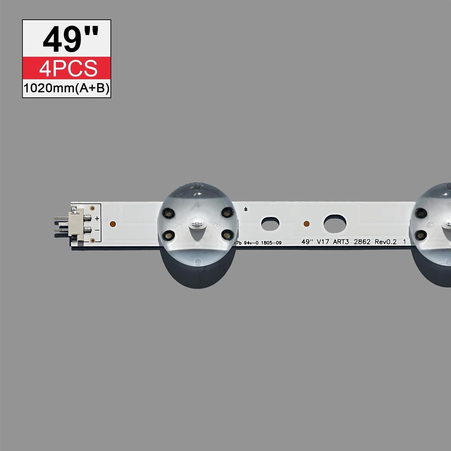VOLDO 4Pcs LED Backlight Strip Fit for LIG 49'' TV 6916L-2862A 6916L-2863A V17 49 R1+L1 ART3 49UJ670V-ZD 49UJ651V LC490DGG(FK)(MD) image number 2