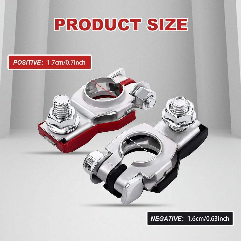 Negative Positive Battery Cable Terminals, 2Pair Battery Terminals Car Battery Cable Terminal Clamps Connectors,Battery Terminal Connectors Universal Battery Cable Ends Top Post Car Battery Clamps image number 2