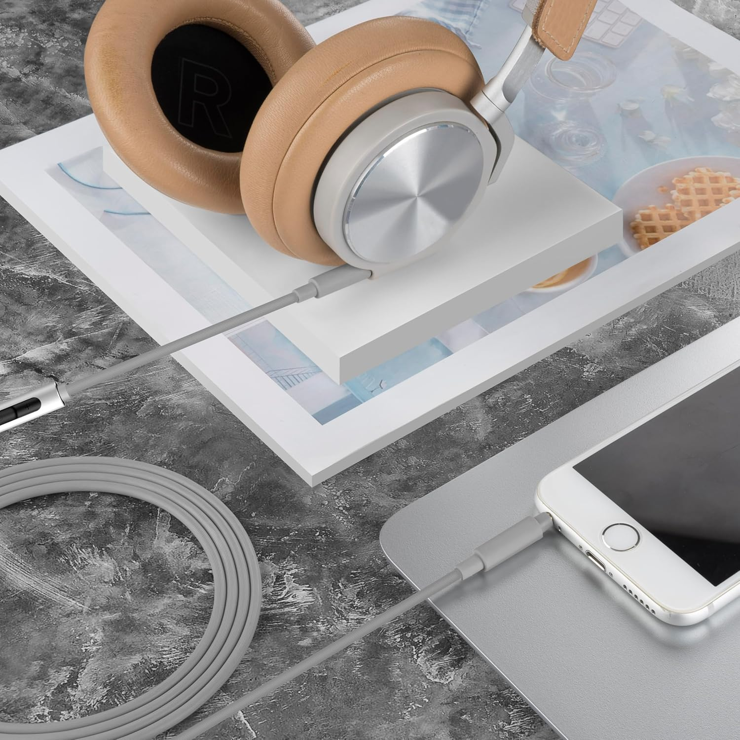 Geekria Audio Cable with Mic Compatible with B&O H95, HX, Portal, H9 3Rd Gen, H9I, H8I Cable, 3.5Mm Aux Replacement Stereo Cord with Inline Microphone and Volume Control (4 Ft/1.2 M) image number 5