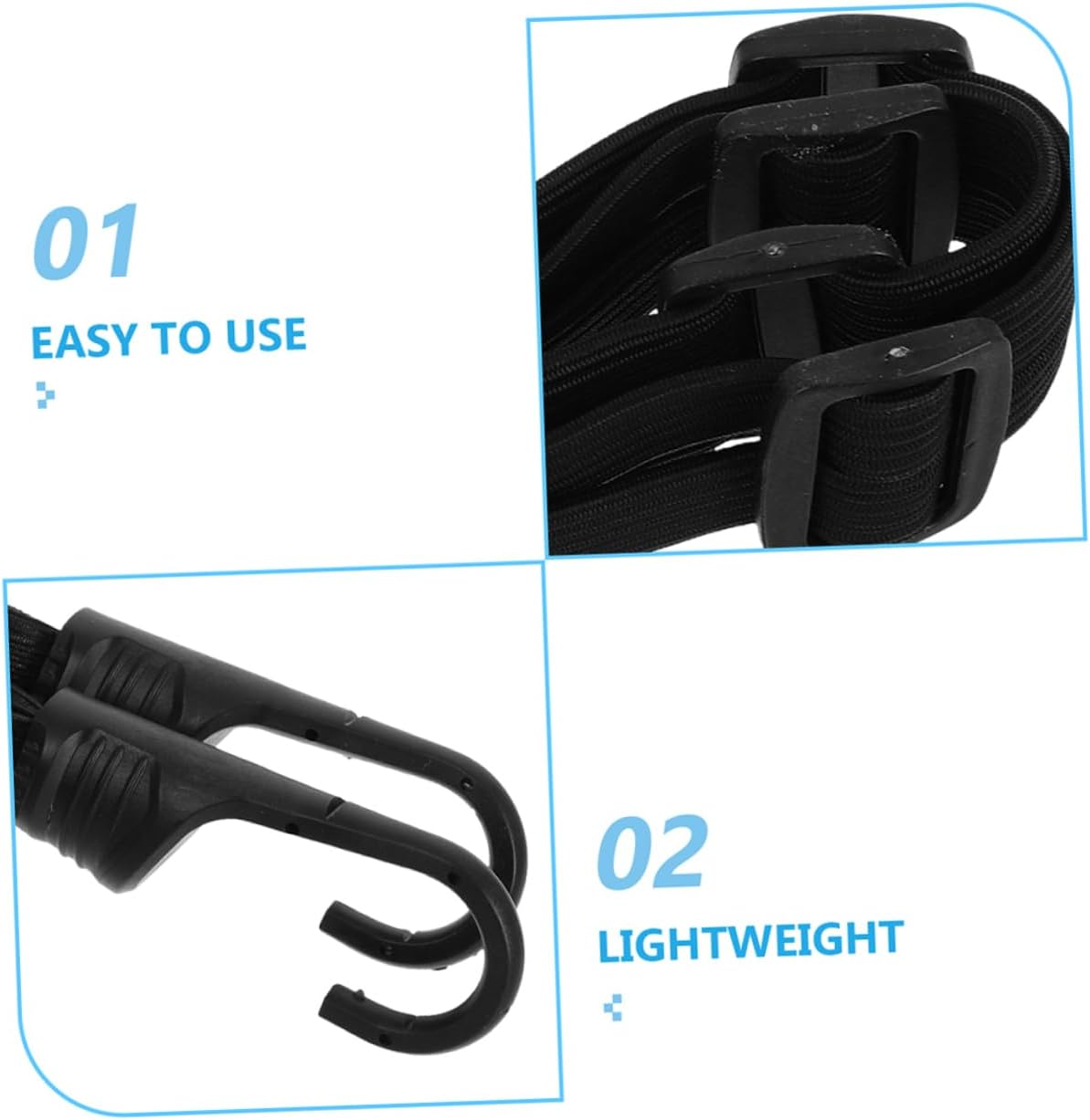 OSOLADY 2Pcs Electric Vehicle Helmet Straps Motorcycle Elastic Rope Luggage Strap for Helmet Elastic Rope Bungee Cords Hooks Heavy Duty Lashing image number 3