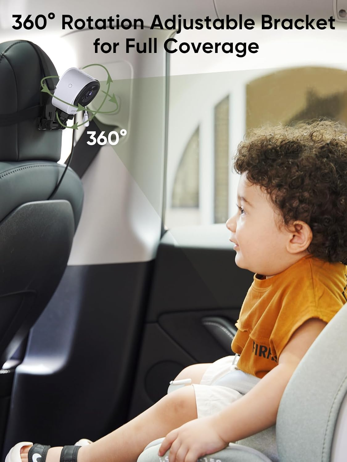 Bonoch 5" 1440P Baby Car Camera for 2 Kids, 360 Degree Rotating Wide View Backseat Car Camera for Baby, USB Powered Car Monitor with Car Charger, Baby Rear Facing Car Seat Camera, Night Vision image number 5