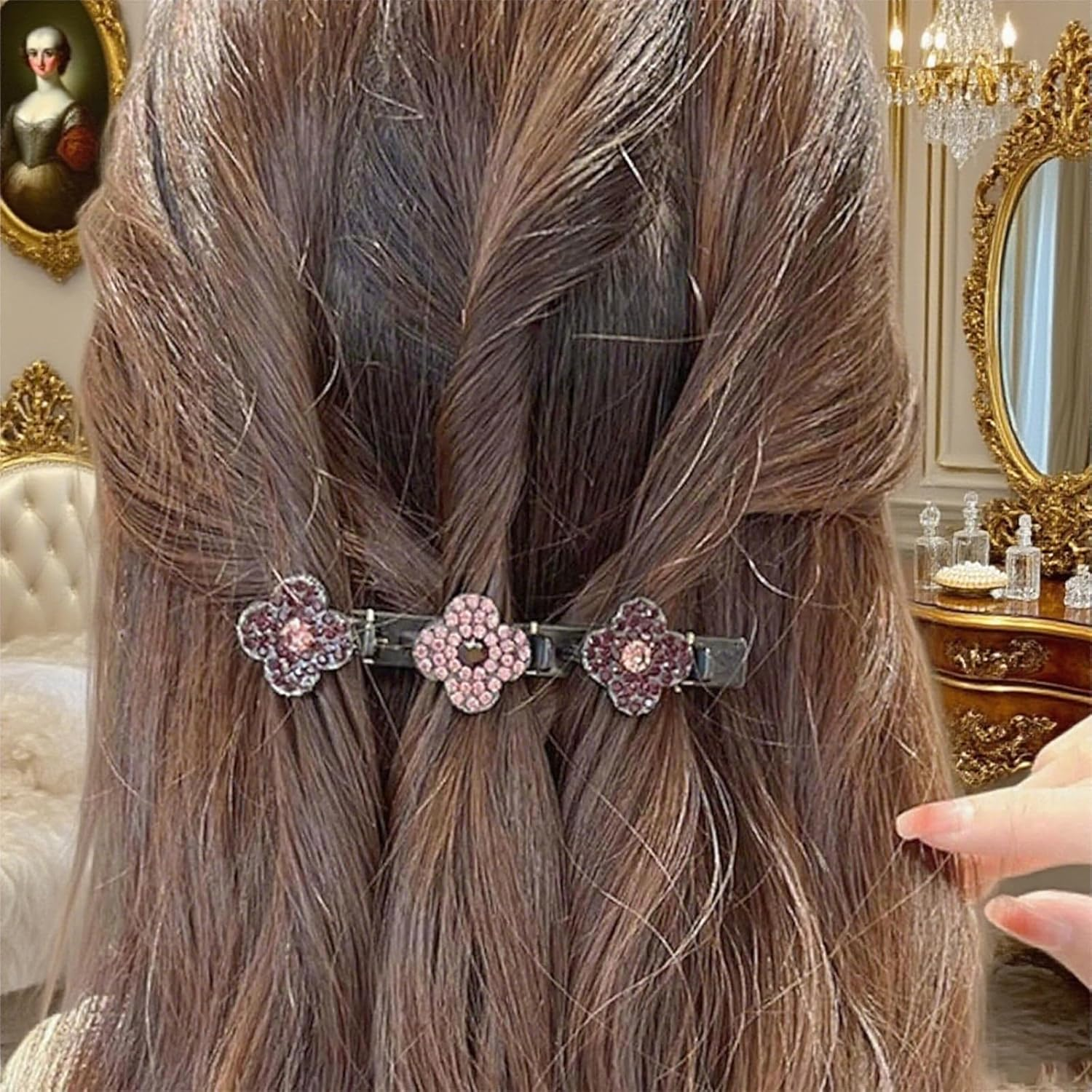 HSUYUN Pack of 12 Sparkling Double Layer Hair Clips, Women'S Stylish Hair Clips, Flower Hair Clips, Double Layer Structure Hair Clip, for Daily Classes, Work and Dance Performances image number 4