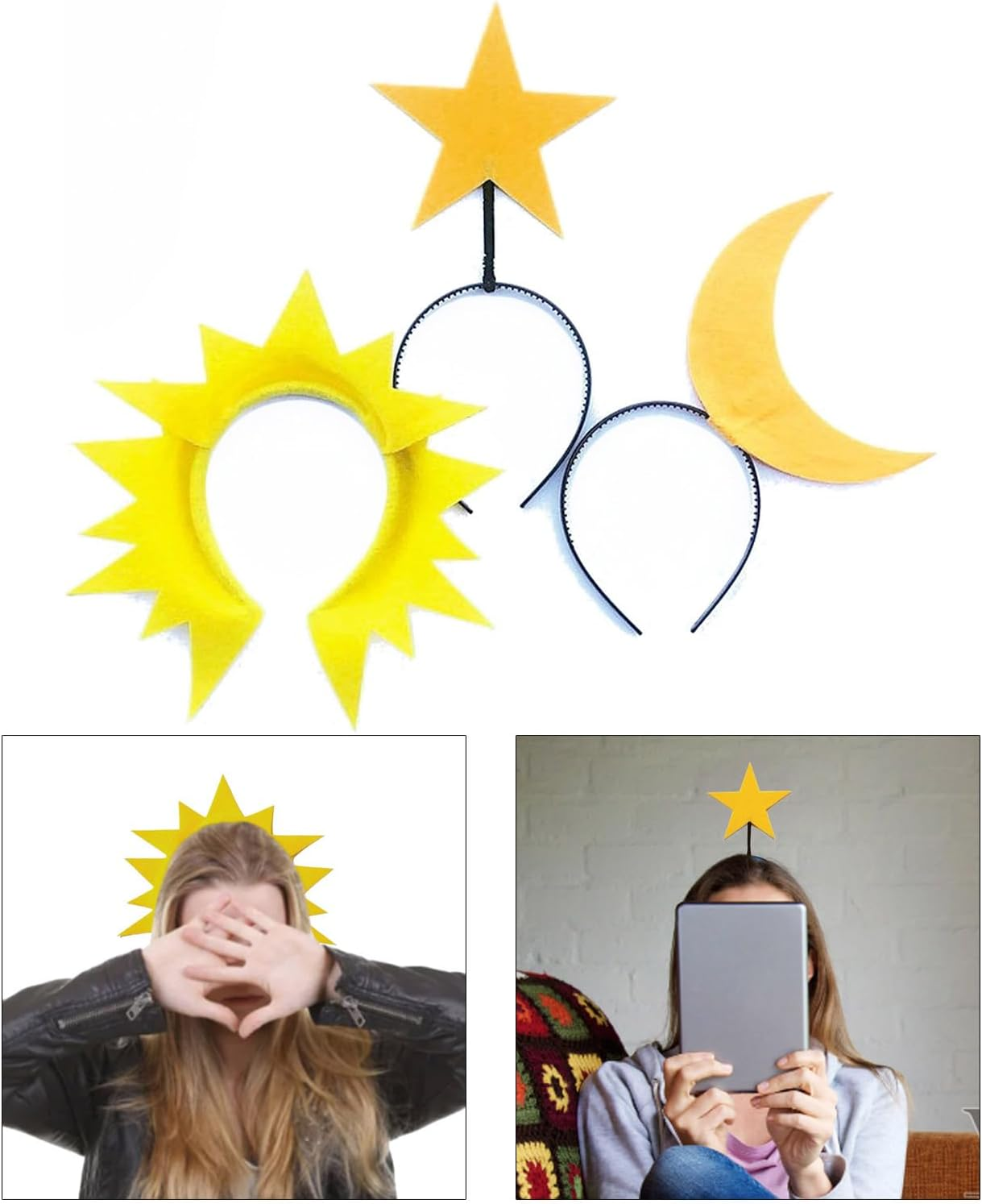 Star Hair Bands Photo Booth Props Eye-Catching Sun Headbands Party Headwear Funny Headbands for Music Festivals image number 5