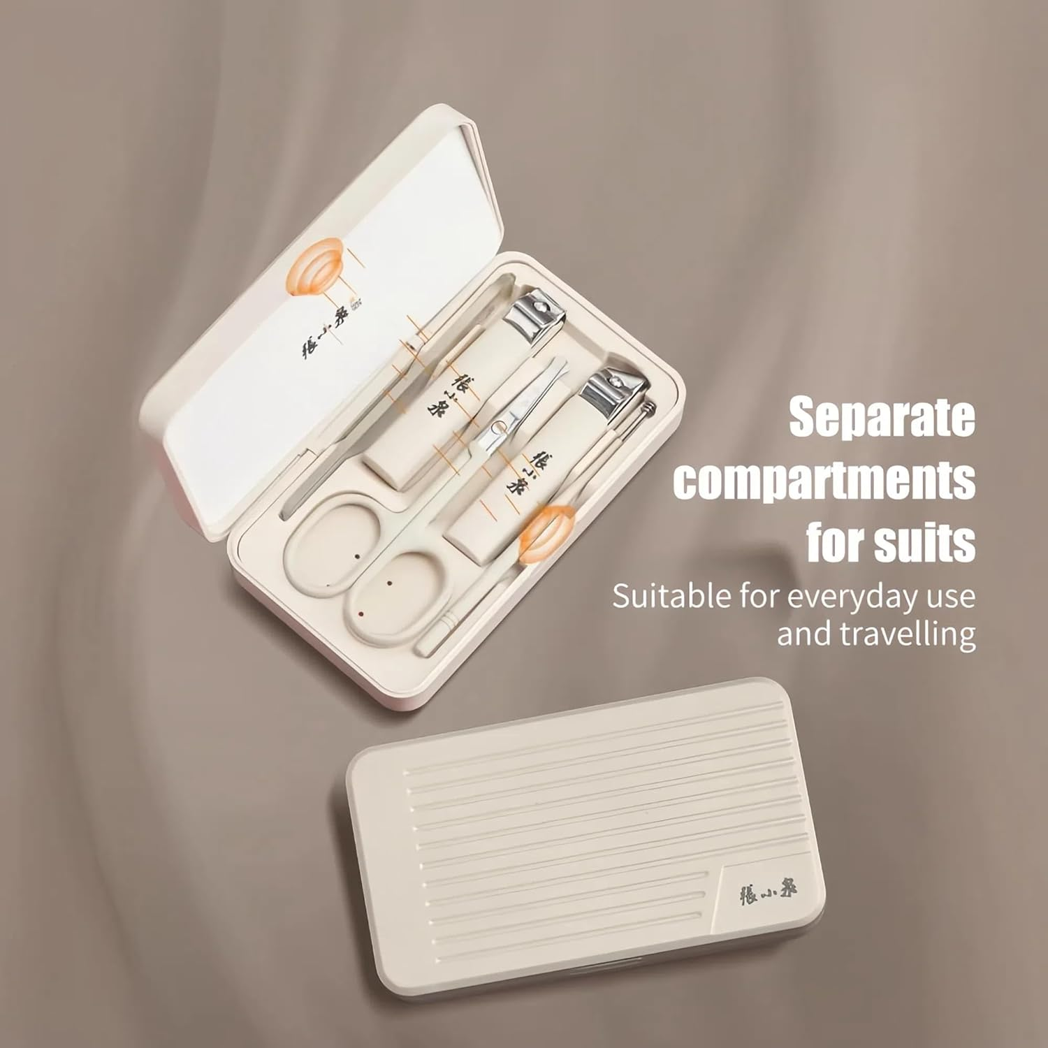 ZHANG XIAO QUAN since 1628 6-Piece Nail Clipper Set, Stainless Steel Precision Manicure Kit with Magnetic Case, Includes Curved & Oblique Clippers, Nose Hair Scissors, Glass Nail File, Ear Spoon, Matte Finish, Anti-Splash, Portable image number 6