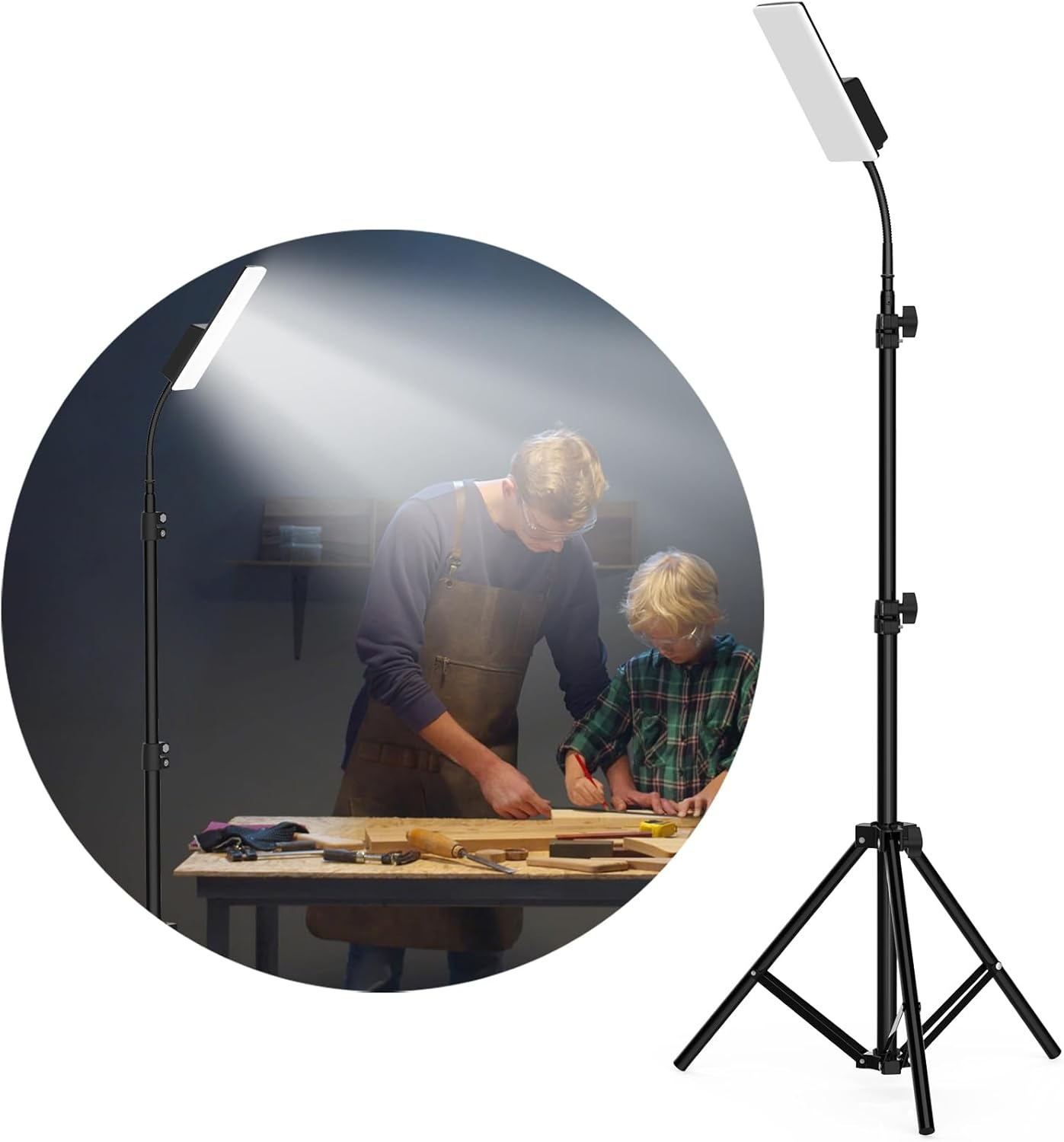 Mingzhe Portable Camping Light LED Work Lamp with Stand 360 Degree Rotatable Waterproof Campsite Light Support 3 Color Temperature and Stepless Dimming for Camping Tent Fishing Outdoor Activities image number 3