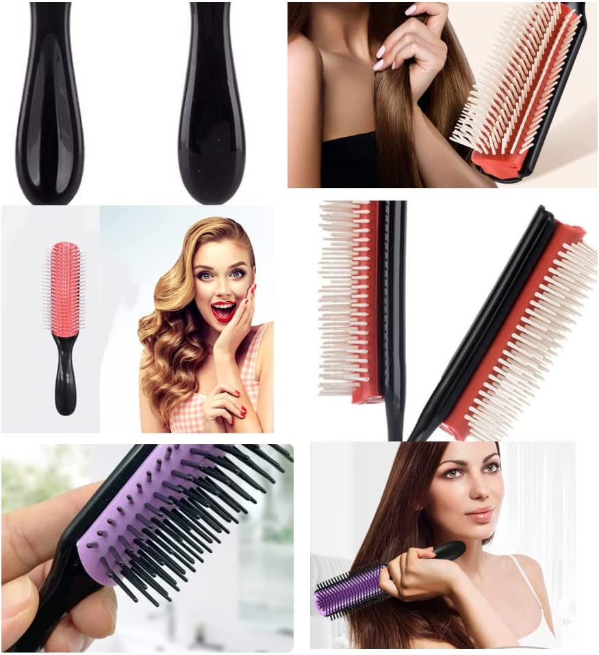 2 Pieces Hair Brush, 9 Row Cushion Brush Hair Styling Brush for Women,Styling Detangling Shaping Smoothing Blow-Drying Separating, for Separating, Defining Curls, Blow Drying. image number 1
