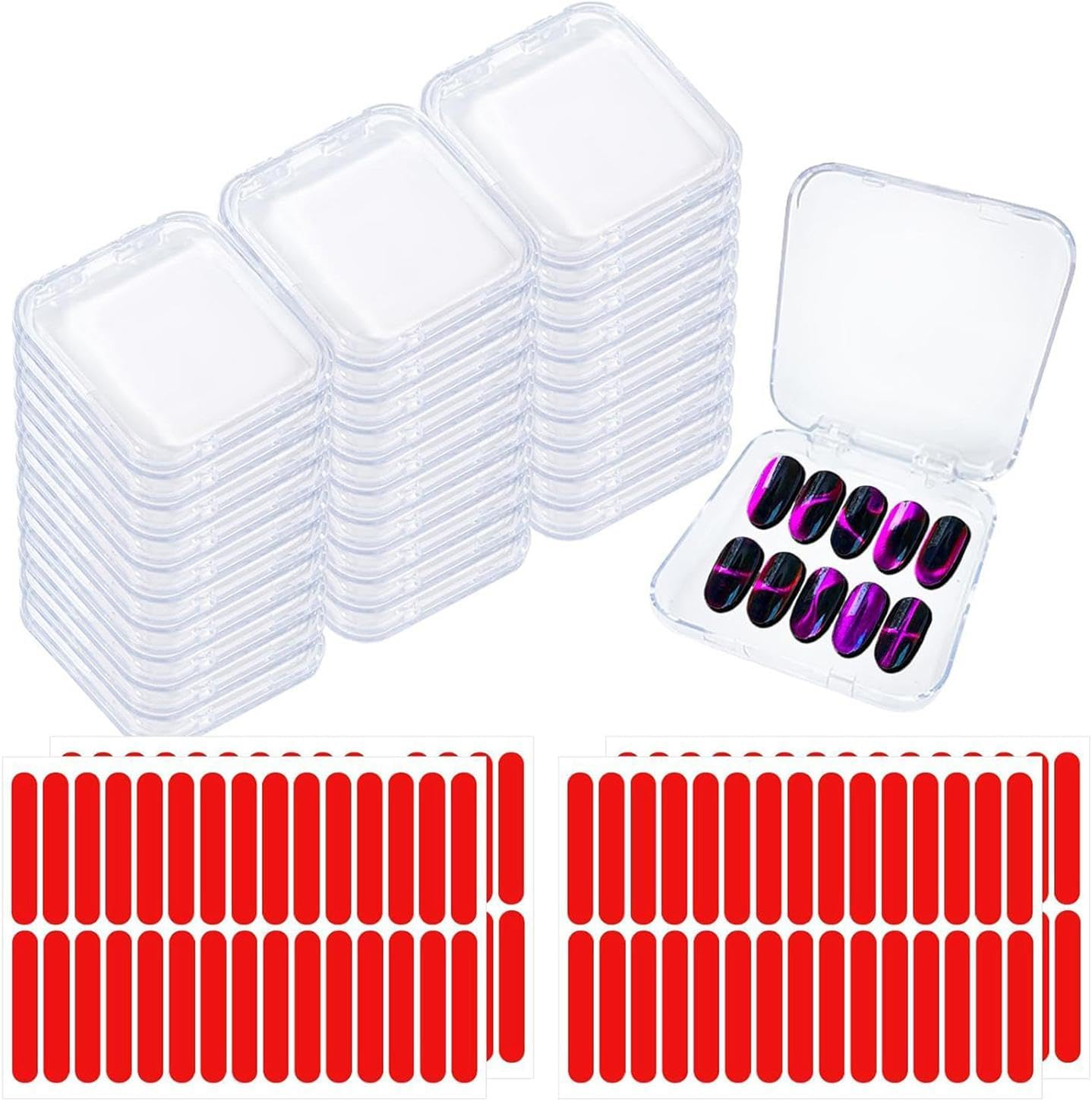 Qtueop 30Pcs Press on Nail Box Artificial Nail Display Case Small Clear Display Holder image number 2