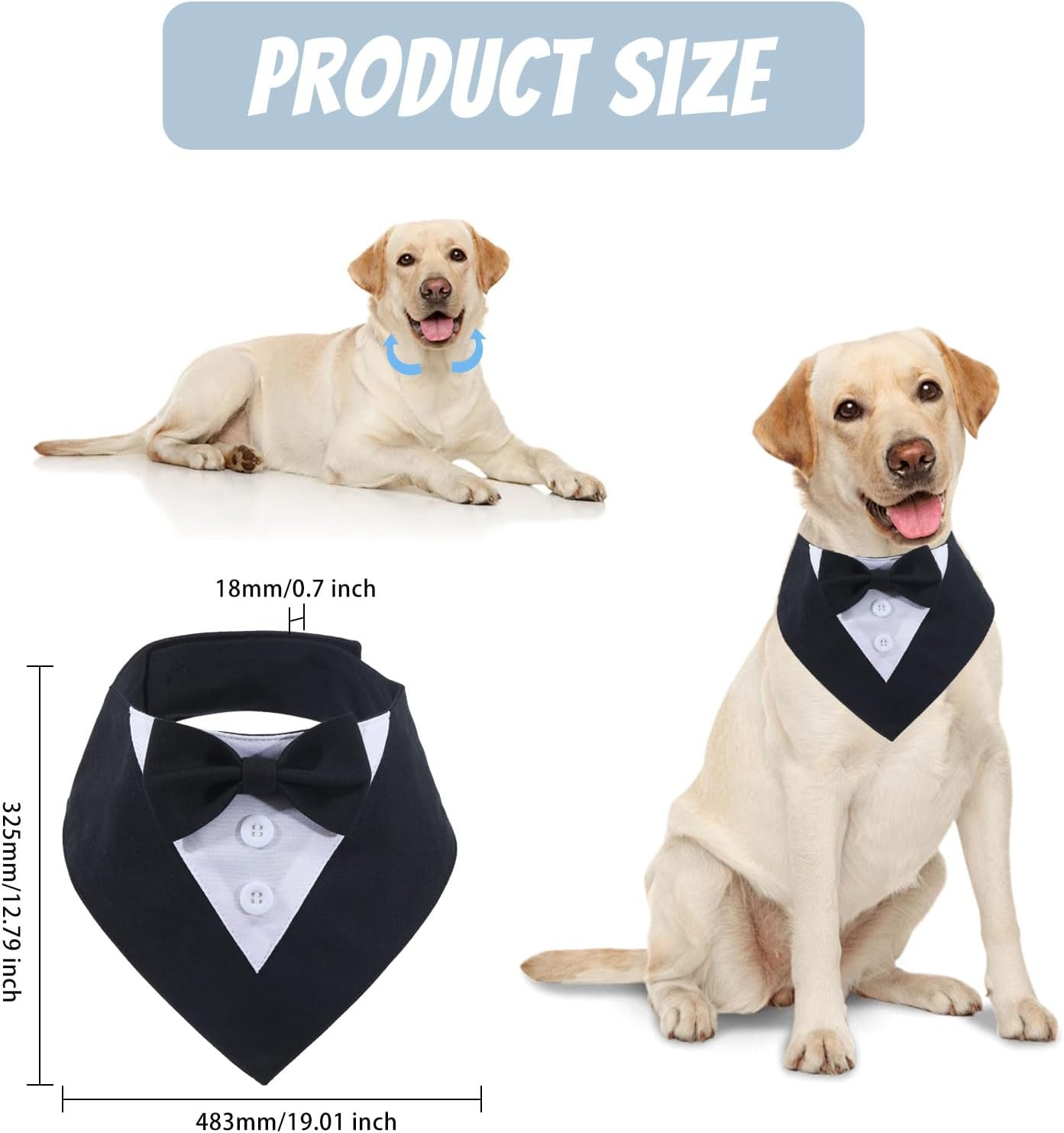 GLOBLELAND Dog Tuxedo Dog Wedding Bandana Collar with Bow Tie Adjustable Dog Collar Dog Birthday Costume Dog Bow Tie for Birthday Pets Dogs Dog Outfit Cosplay image number 3