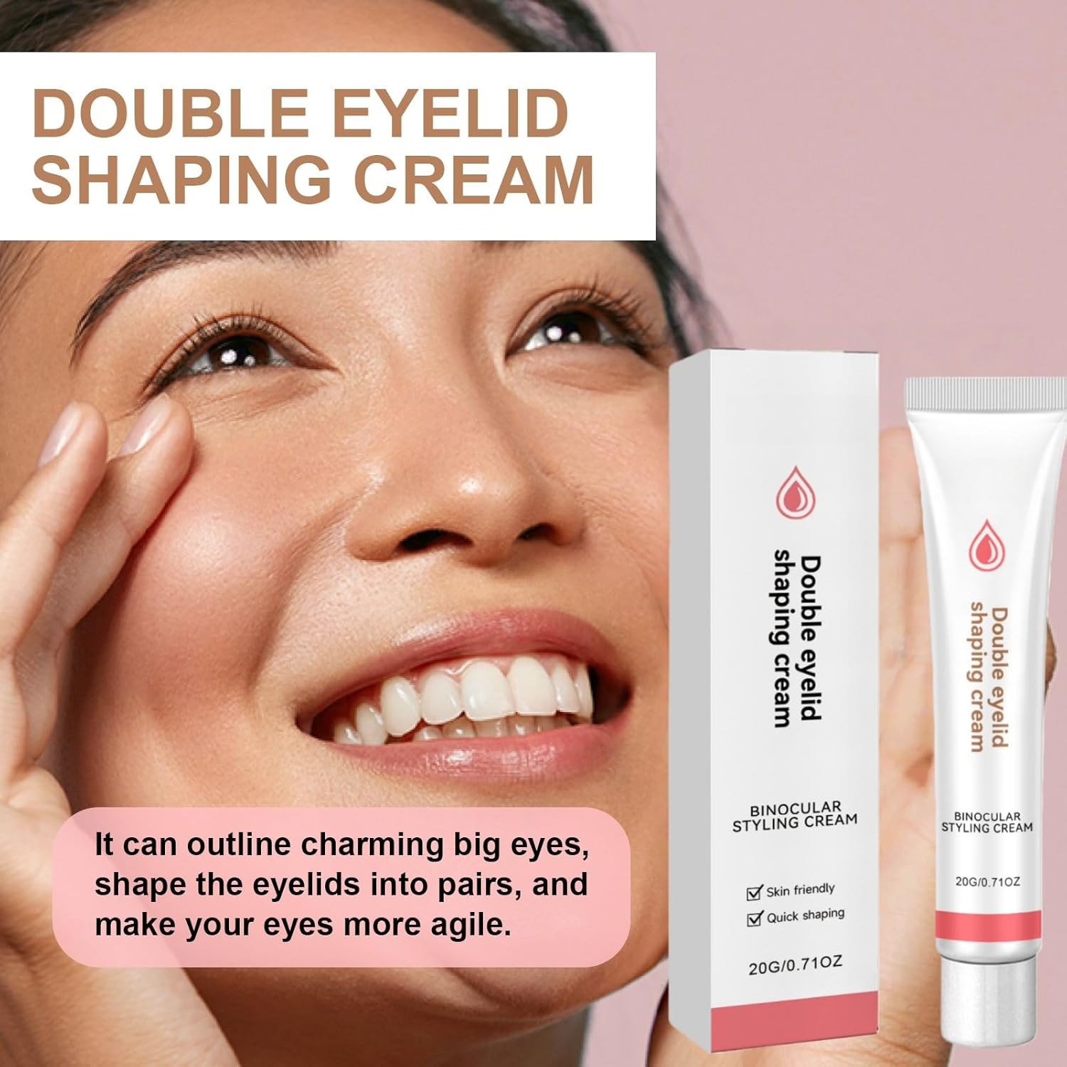 Long Lasting Waterproof Invisible Double-Eyelid Shaping Styling Cream with Y Stick, Upper-Eyelid Firming Cream for Droopy Eyelids/Hooded, Fast-Drying Eyelids Enhancer (2) - 2 image number 3
