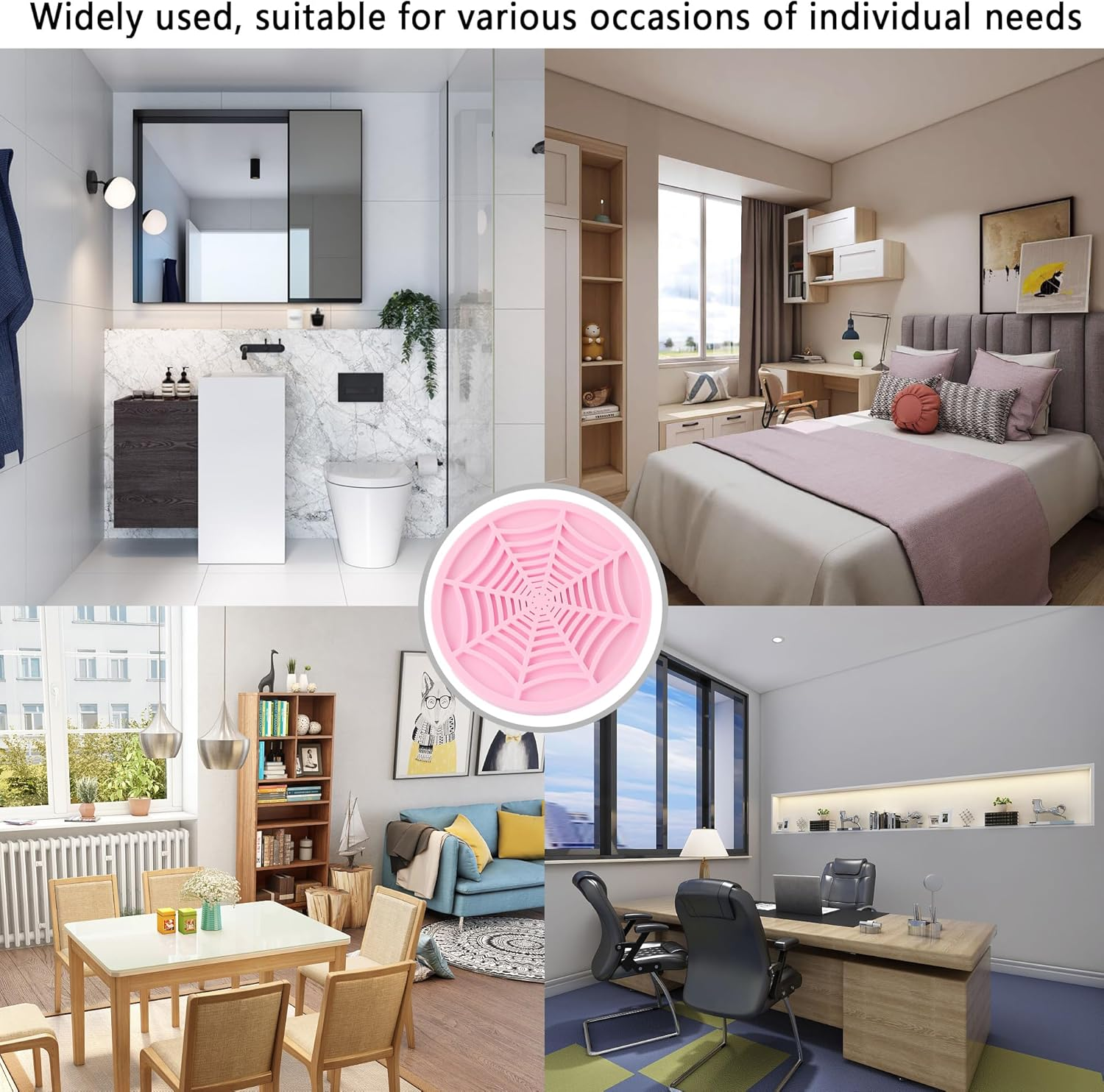 4PCS Silicone Car Coasters,Unique Spider Web Non-Slip Car Cup Holder Coaster Car Interior Accessories,Universal 2.75 Inch Car Drink Coaster for Women Men (Pink) image number 3