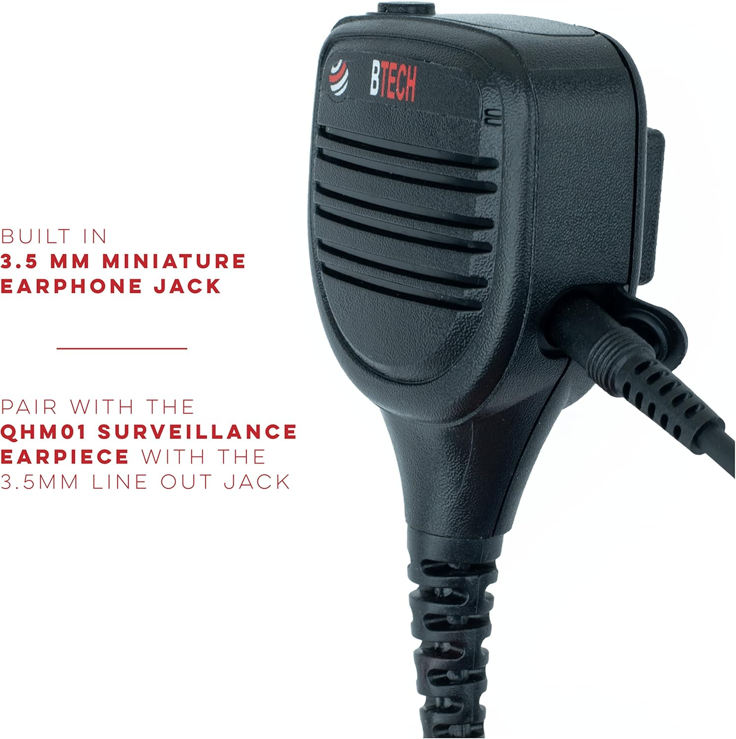 BTECH QHM22D Dual Push-To-Talk (PTT) Speaker Mic, Platinum Series IP54 Rainproof Shoulder Mic for Baofeng, BTECH, Kenwood Radios