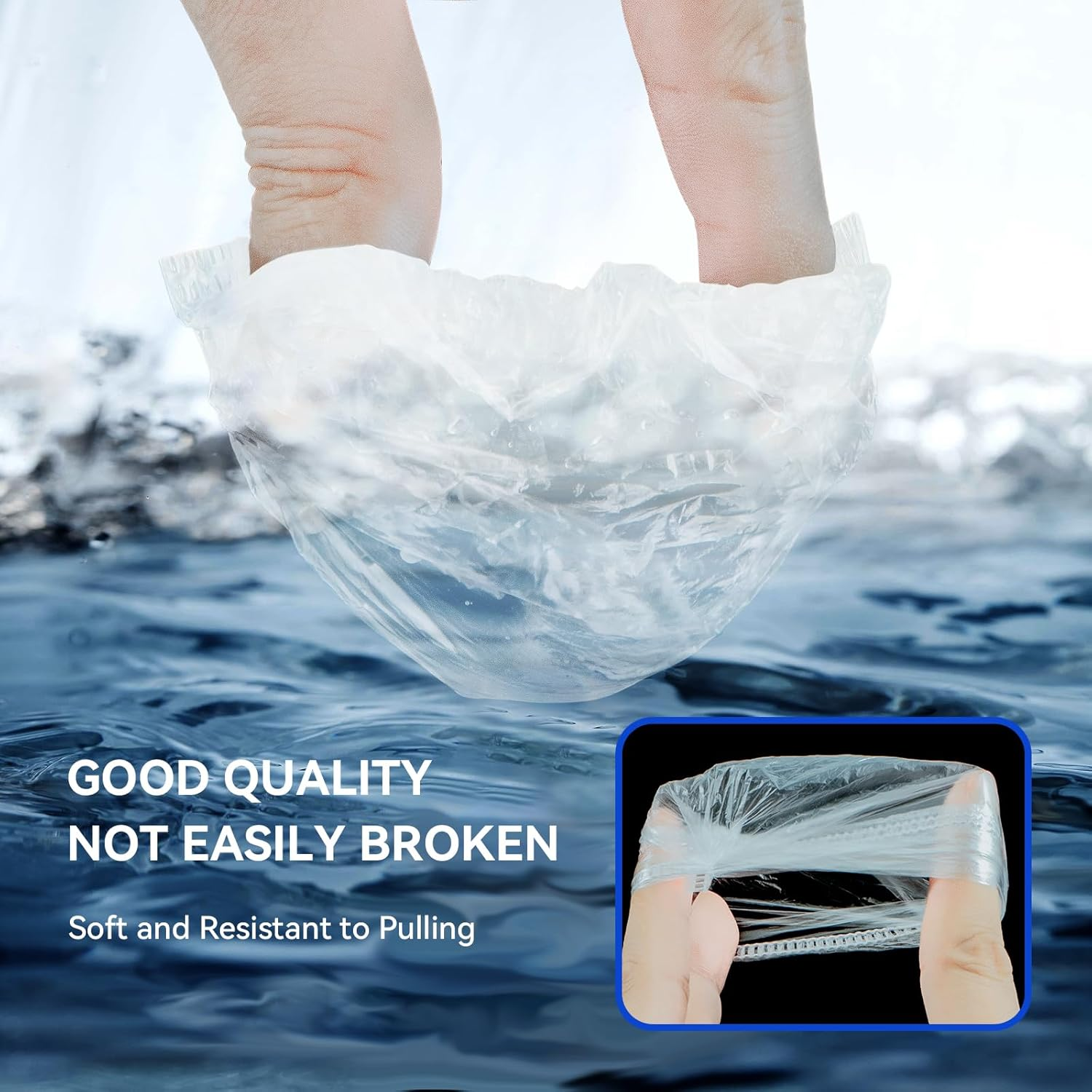 Disposable Ear Covers for Shower - Waterproof Plastic Ear Covers Ear Shower Caps, Bath Ear Covers Protectors for Hair Dye Cap Hair Dryer (100 Pcs) image number 6