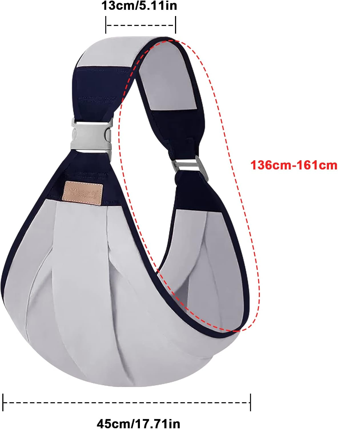 Baby Carrier, Lightweight Baby Carrier, Adjustable Thick Shoulder Baby Sling, Portable Baby Half Wrapped Sling, Breathable Baby Wraps Carrier for 0-36 Months Newborn to Toddler (Gray) image number 5