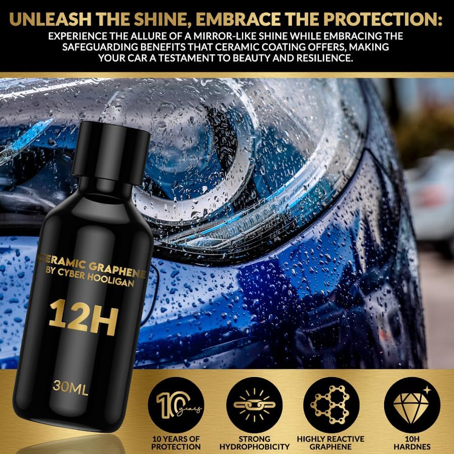 12H Advanced Graphene Ceramic Coating for Cars (30Ml X 2) - Car Detailing Kit, Long-Lasting Protection, Ultra High Gloss, Easy Application