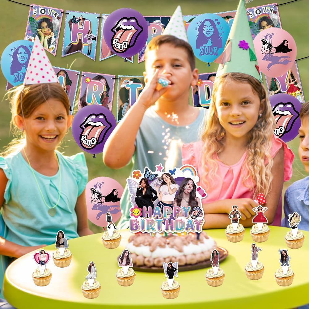 32PCS Olivia Party Balloons Decorations Set,Olivia Singer Birthday Party Supplies,King Banner,Kids Animals Party Decorations Olivia Theme Cake Toppers for Baby Shower, Kids Birthday Party image number 6