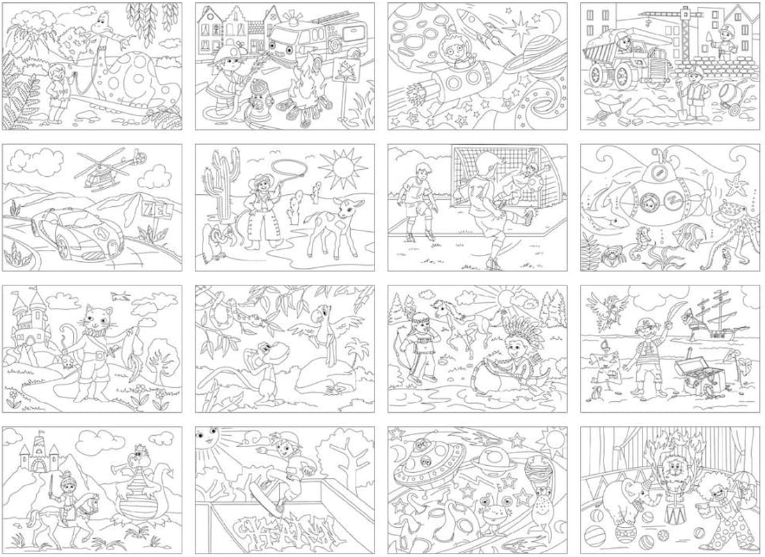 Ursus 24460099 &ndash; Boys Colouring Poster, DIN A3, 16 Sheets with 16 Different Designs, 120 G/M&sup2;, for Colouring Beautiful Pictures, with Colouring Pencils and Fibre-Tip Pens image number 4