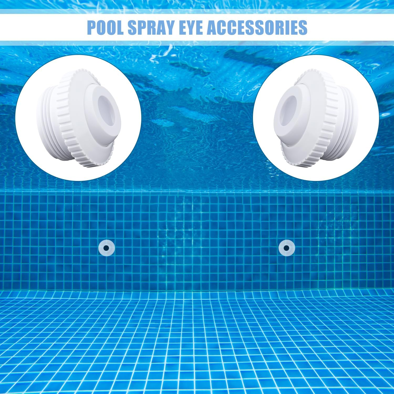 2 X Pool Jet, 3/4" Pool & SPA Replacement Parts with 1/2" Adjustable Swivel Eye White Color Pool Return Accessories with Removal Tool
