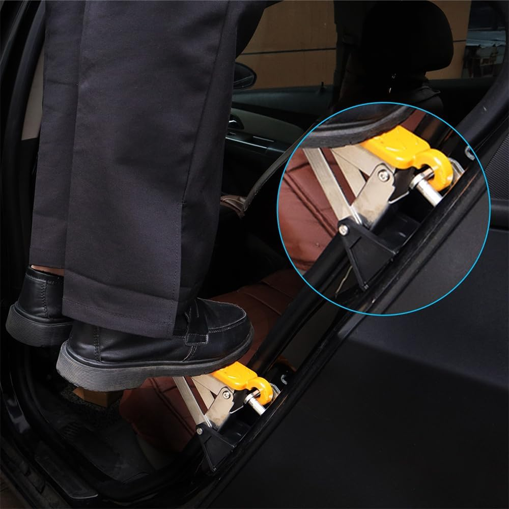 HHWRT Car Door Step, Universal Fit Car Door Steps, Adjustable Stand Pedal for Door Latch, Foldable Cars Door Step Stand Pedal, Foldable Roof Rack Door Step up on Doors Latch, Adjustable Car Step Hook