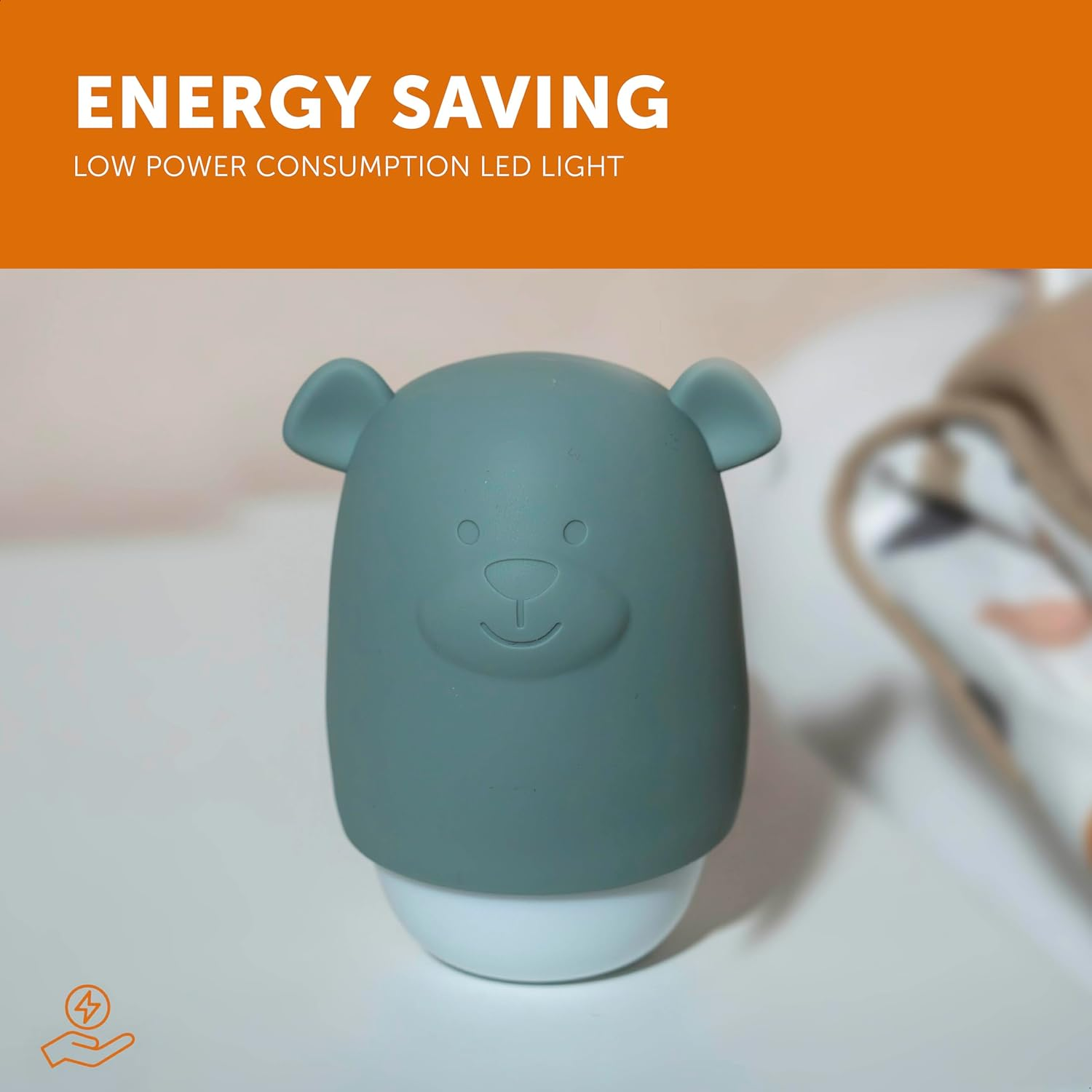 ZAZU Benny Automatic Baby Night Light with Dusk Detector - Rechargeable | White & Orange | 70 Hours Battery Life | Travel Mode | Portable Night Lamp for Kids (Brown) - Sage image number 4