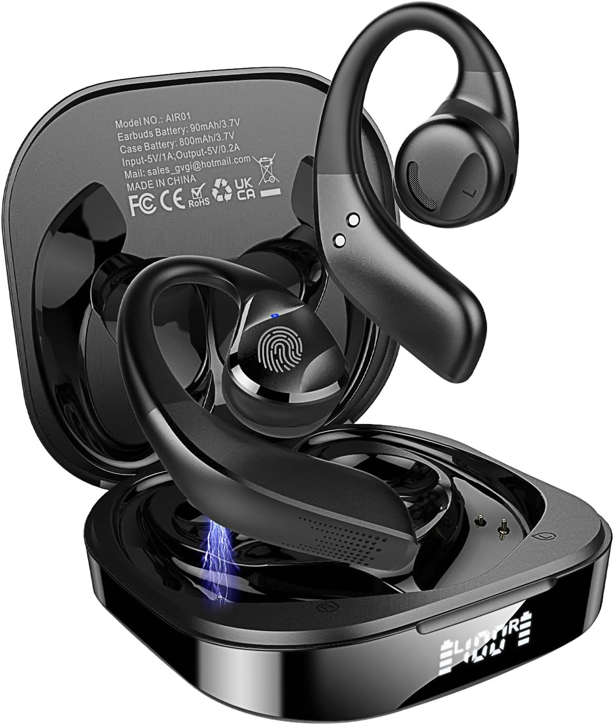 BANIGIPA Open Ear True Wireless Earbuds, Bluetooth 5.3 Headphones W/Immersive Premium Sound, IP54 Waterproof Open-Ear Earbud W/Dsp Noise Cancelling Mic for Sports Long-Lasting Comfort, 50H Playtime image number 3