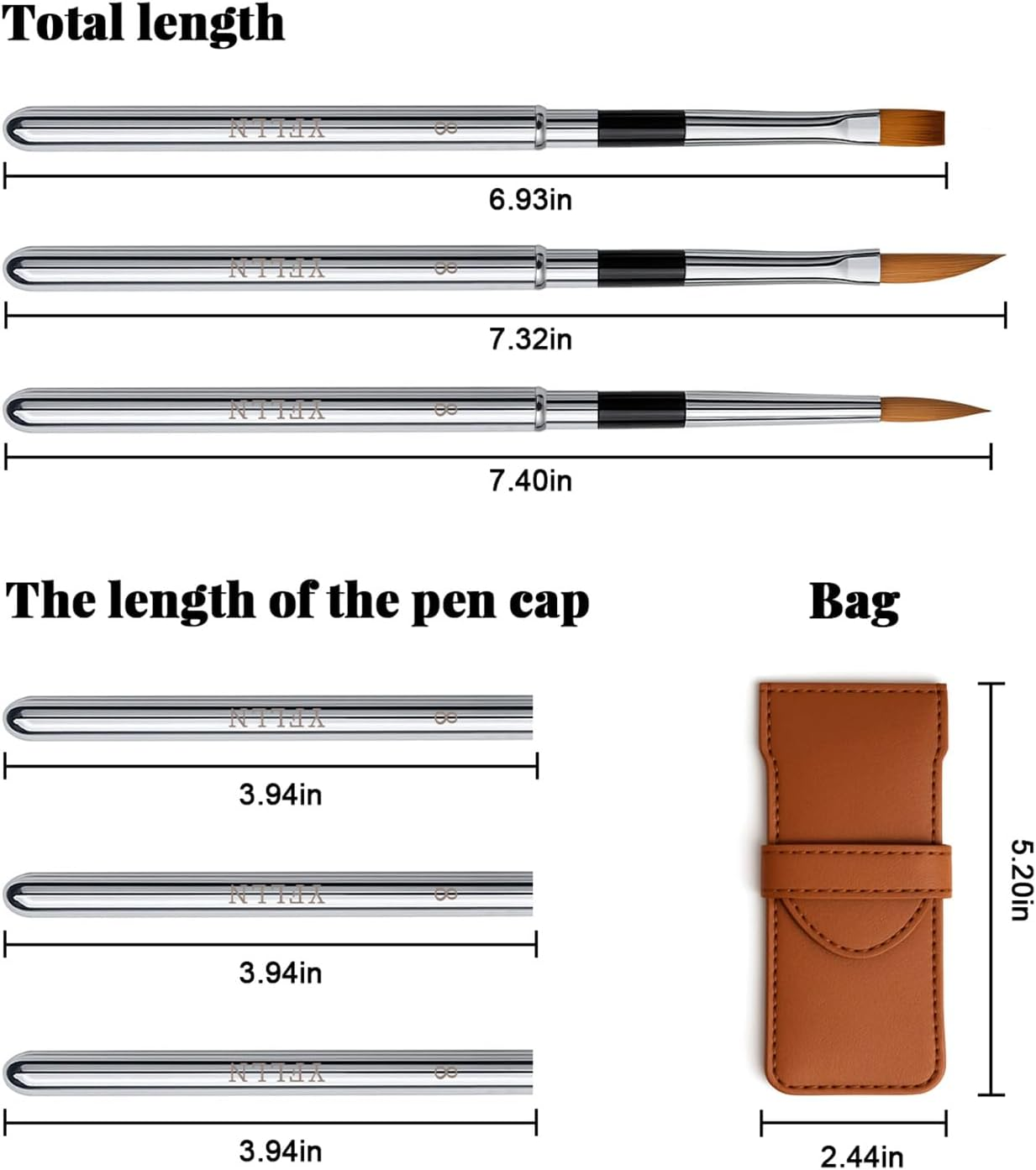 Travel Paintbrush Brushes, 3Pcs Watercolor Travel Brushes with Leather Pouch - Fine Point Rounds Flat for Watercolor Gouache Ink Painting image number 2