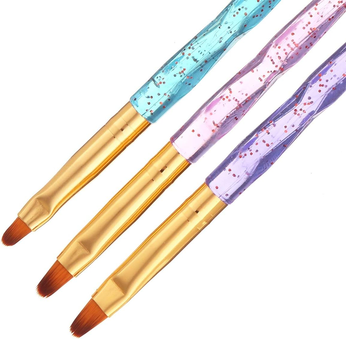 3Pcs Plastic Nail Brush Crystal Handle Acrylic Drawing Painting Drawing Brush Pen Manicure Tool 17.5X3X1Cm Zhengpingpai image number 1