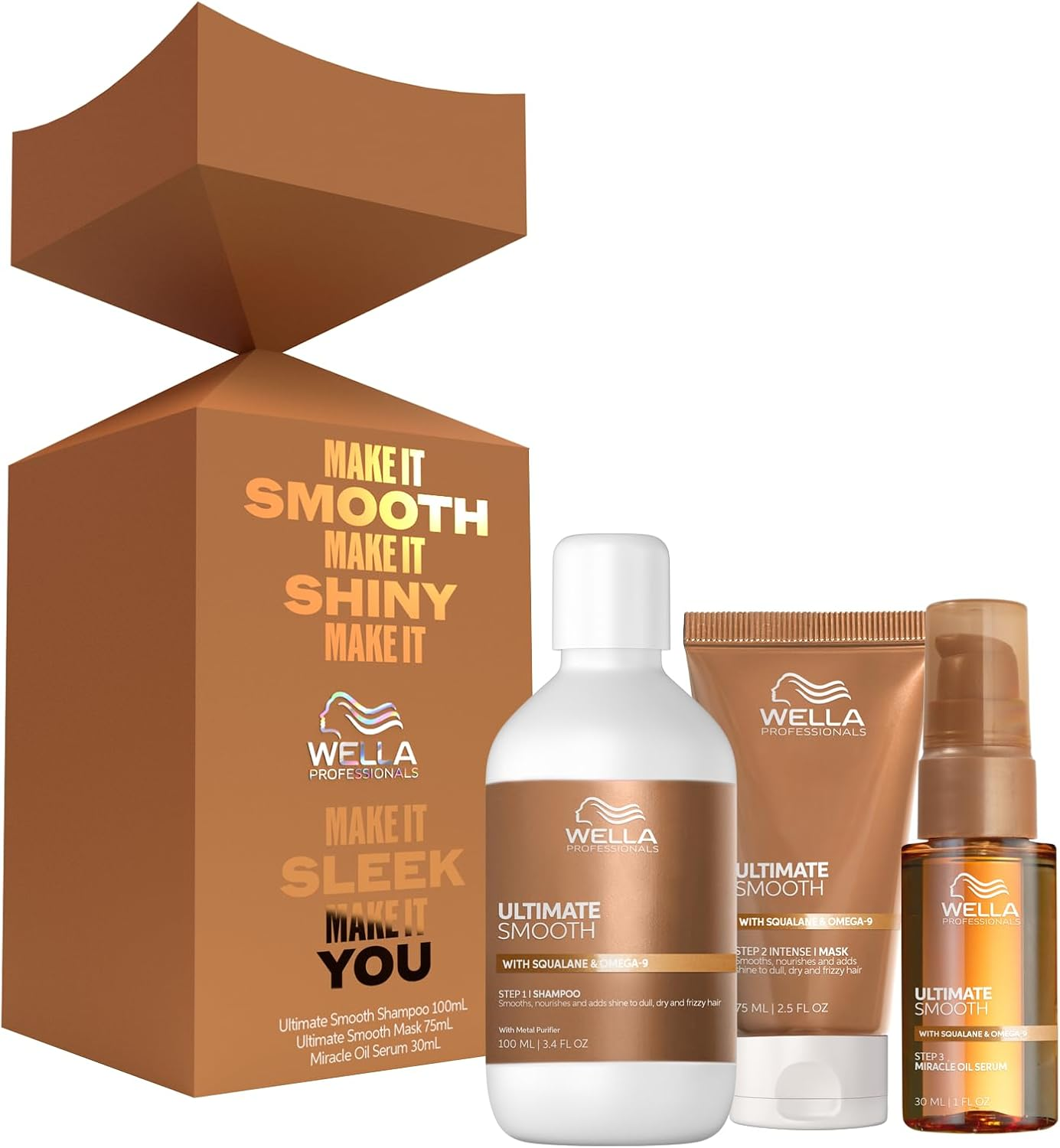 Wella Professionals Limited Edition Ultimate Smooth Travel Cracker Set (Shampoo 100Ml, Mask 75Ml, Miracle Oil Serum 30Ml) image number 3