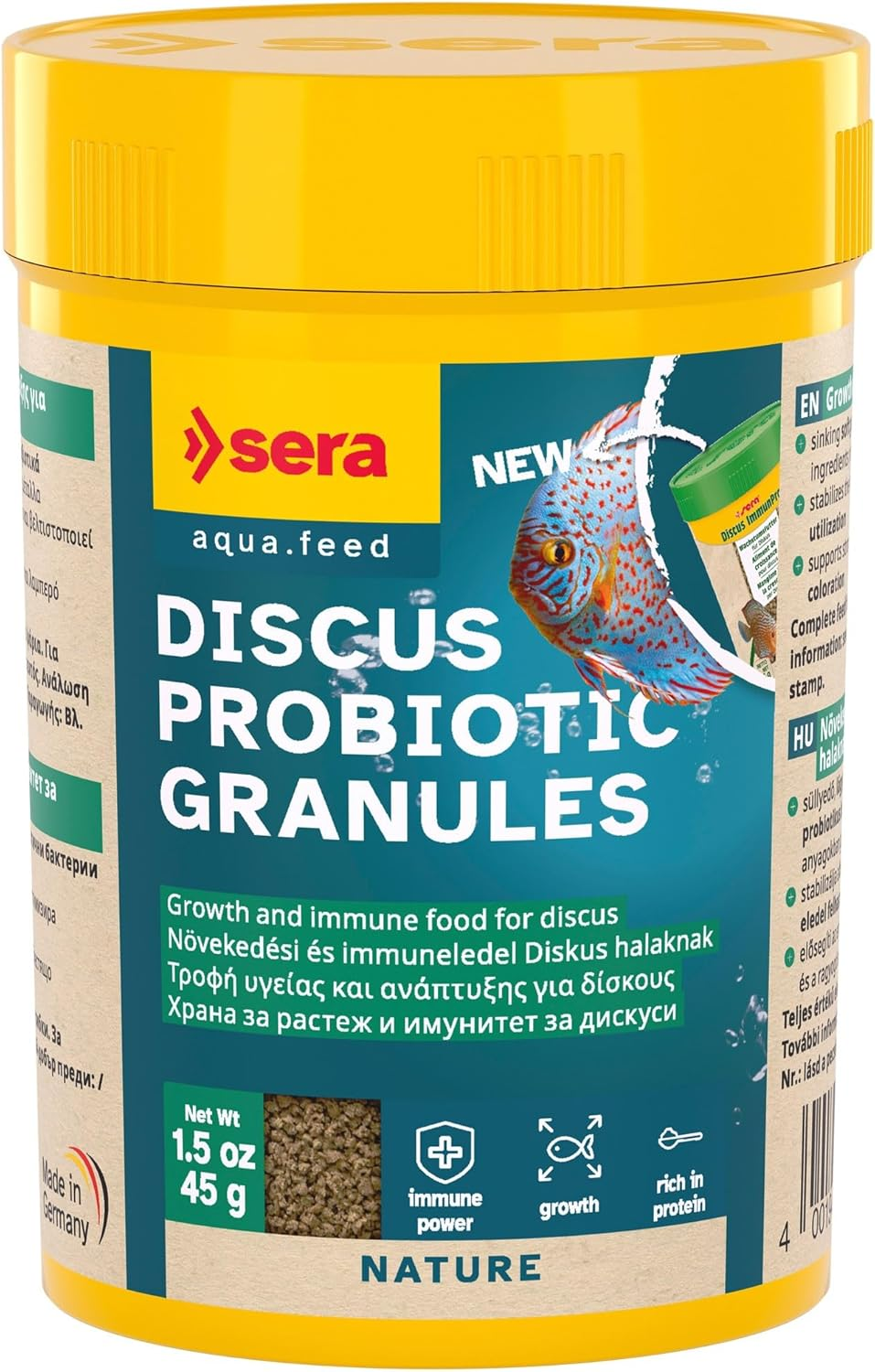 Sera Discus Probiotic Granules, Growth and Immune Staple Food, Slow-Sinking Soft Granules with Probiotic Bacteria, for Freshwater Aquariums, 250Ml (112G) image number 1